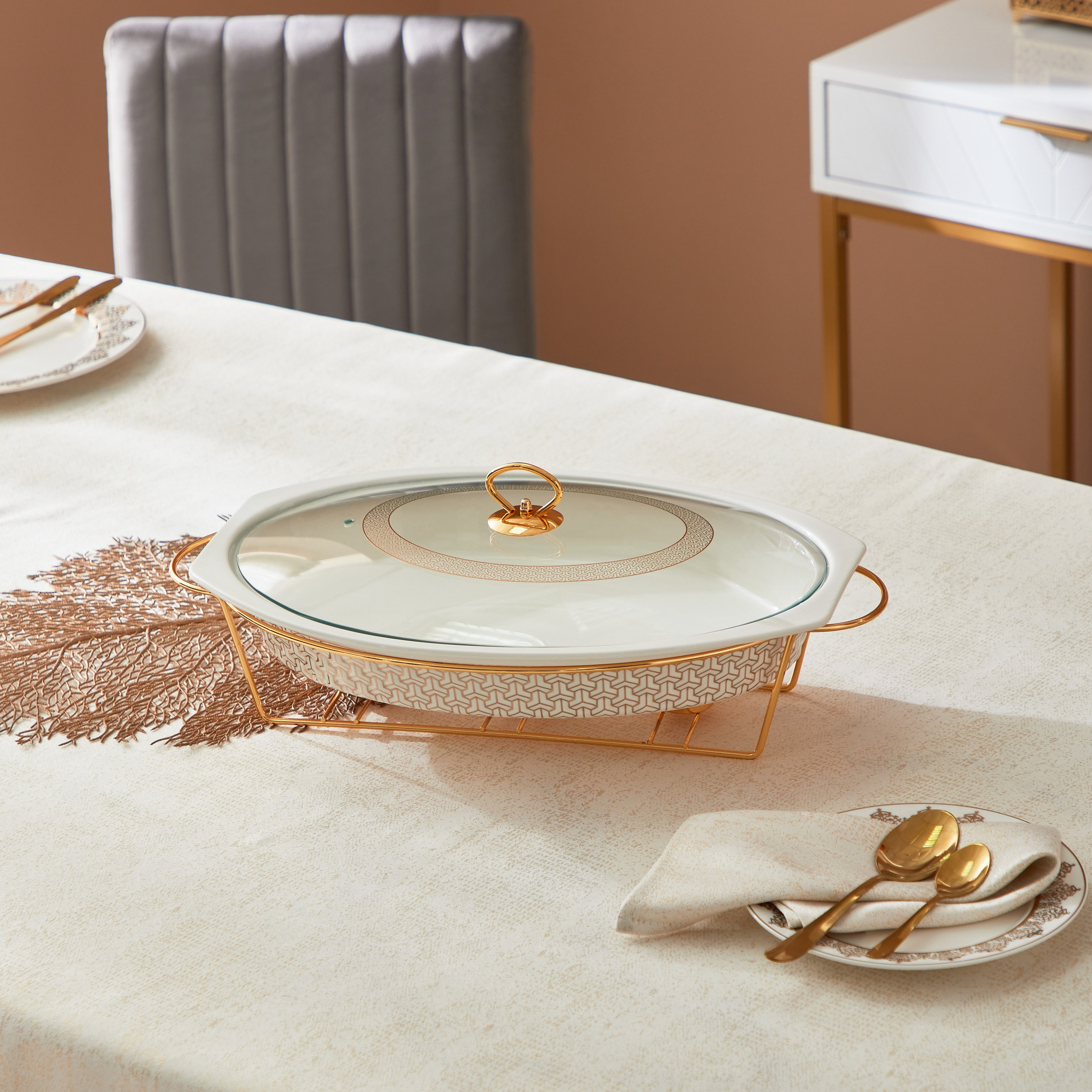 كسرولة بيضاوية بحامل شموع من كلتيك - 43 سم-hbxdecorandfurnishings-tabletop-serveware-image-4