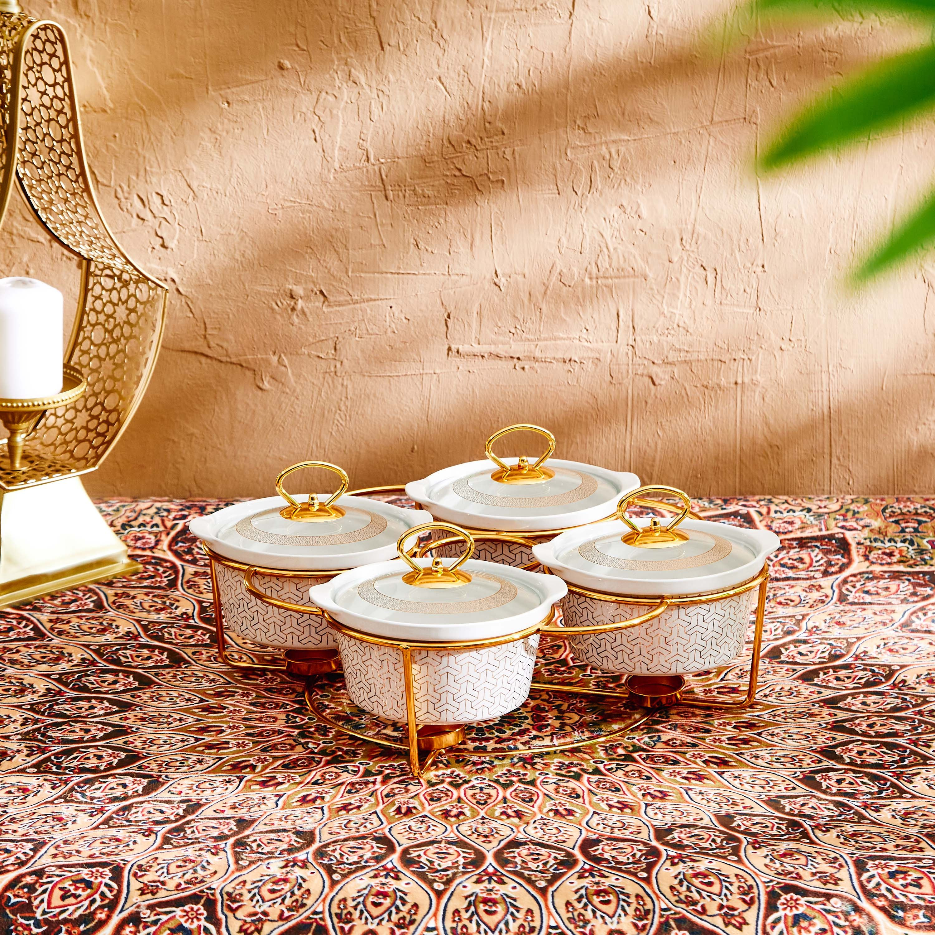 طقم كسرولات مستديرة 4 قطع مع حامل شموع من سيلتك - 18 سم-hbxdecorandfurnishings-tabletop-serveware-image-1