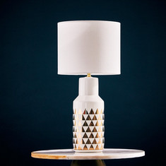 Valerie Ceramic Triangle Design Table Lamp - 25x25x52 cms