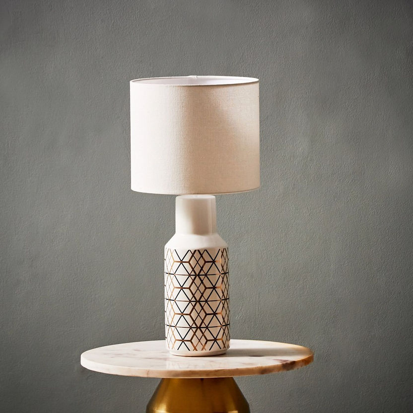 Valerie Ceramic Lines and Triangle Design Table Lamp - 25x25x52 cm-Table Lamps-image-0