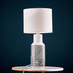 Valerie Ceramic Uneven Lines Table Lamp - 25x25x52 cms