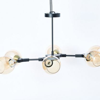 Corsica Ceiling Lamp with Metal and Cranberry Glass Shade - 88x60x37 cms
