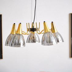 Corsica Pendant lamp with Smoke Gray Glass Shade - 63x150 cm