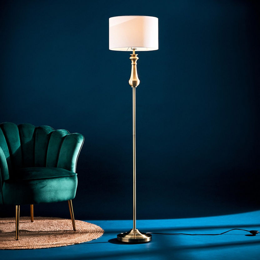 Corsica Metal Floor Lamp with Fabric Shade - 35x160 cm-Floor Lamps-image-1