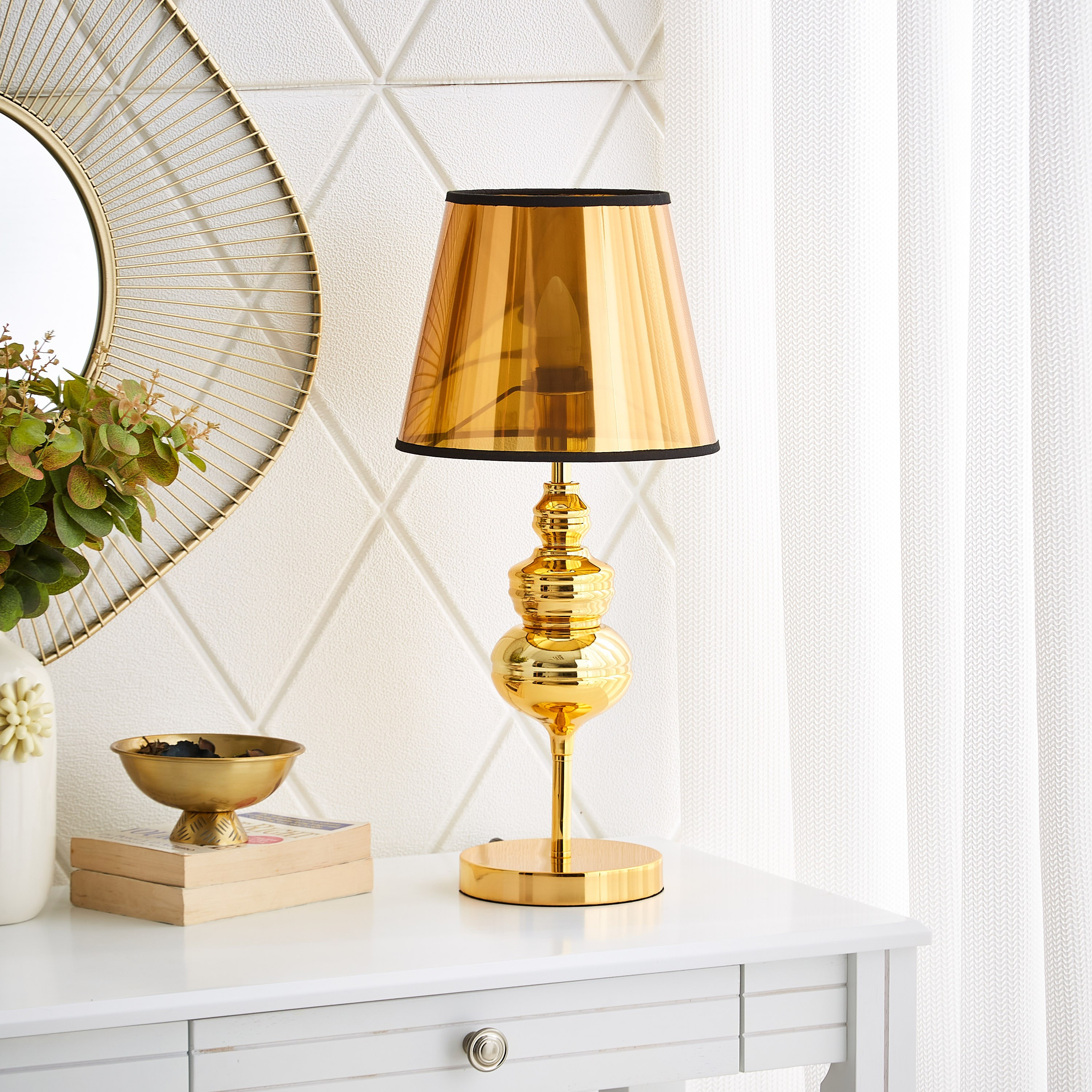 مصباح طاولة بغطاء بي في سي وقاعدة معدنية من كورسيكا - 25x55 سم-hbxlivingroom-lighting-tablelamps-image-4