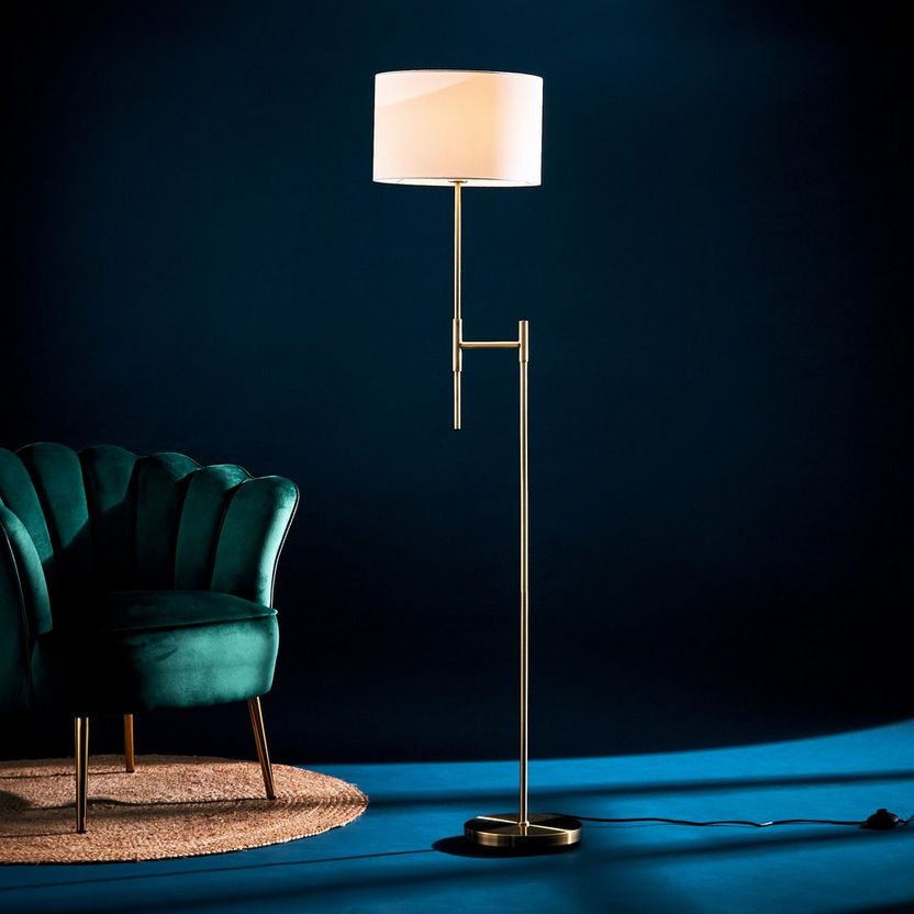 Corsica Metal Floor Lamp with Fabric Shade - 44x35x160 cm-Floor Lamps-image-0