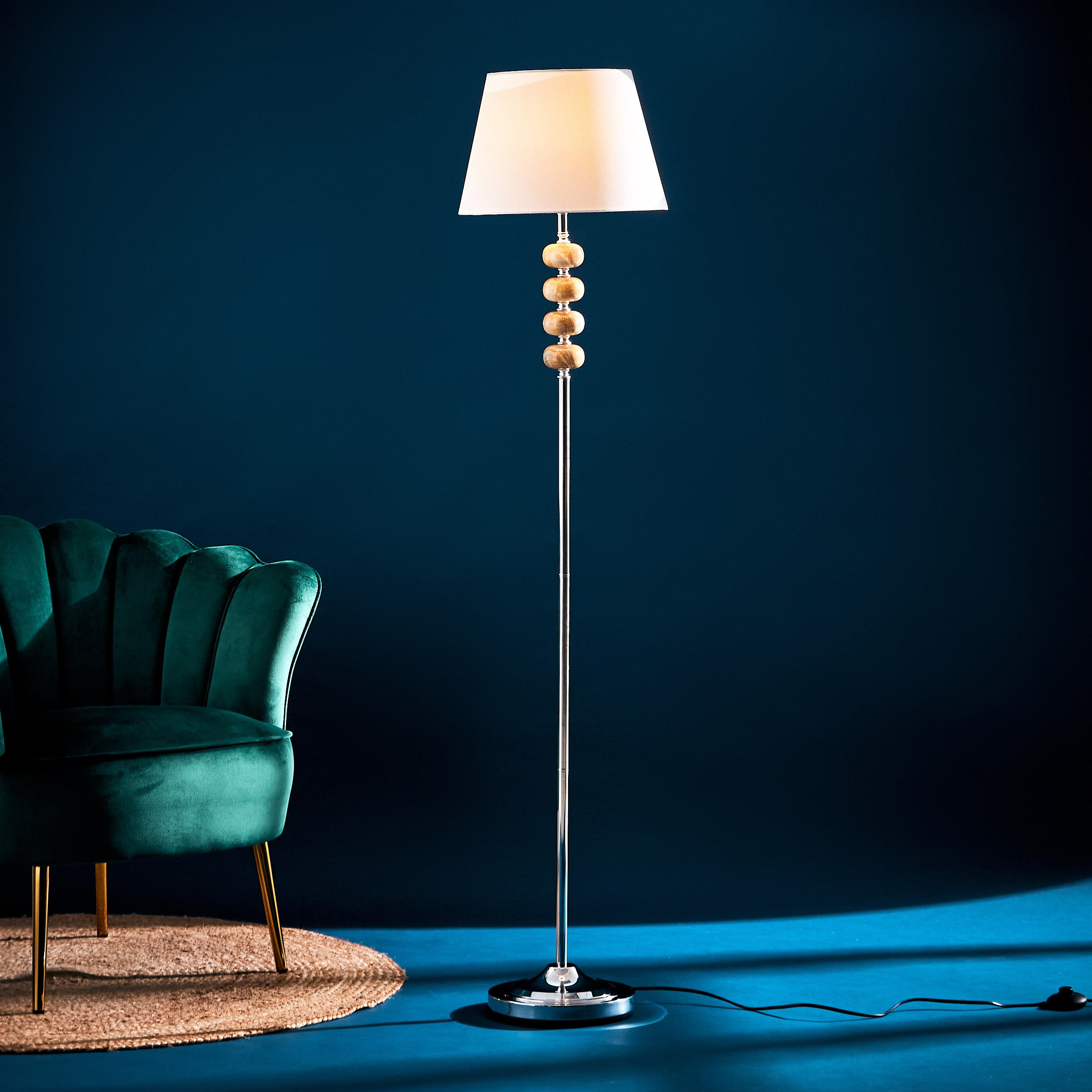 Corsica Metal Floor Lamp with Fabric Shade - 35x160 cm-hbxhomeware-hbxdecorandfurnishings-image-1