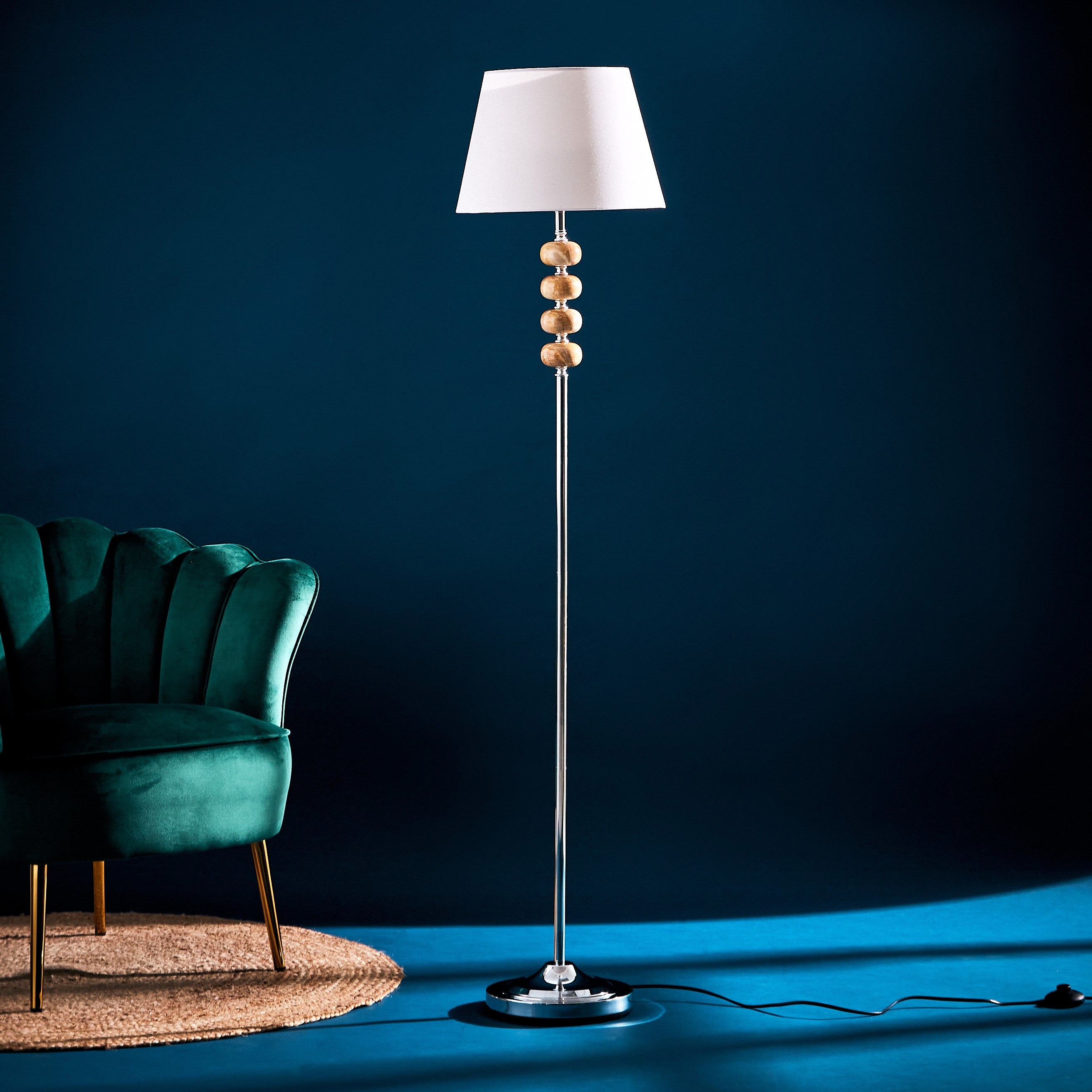 Corsica Metal Floor Lamp with Fabric Shade - 35x160 cm-hbxhomeware-hbxdecorandfurnishings-image-2