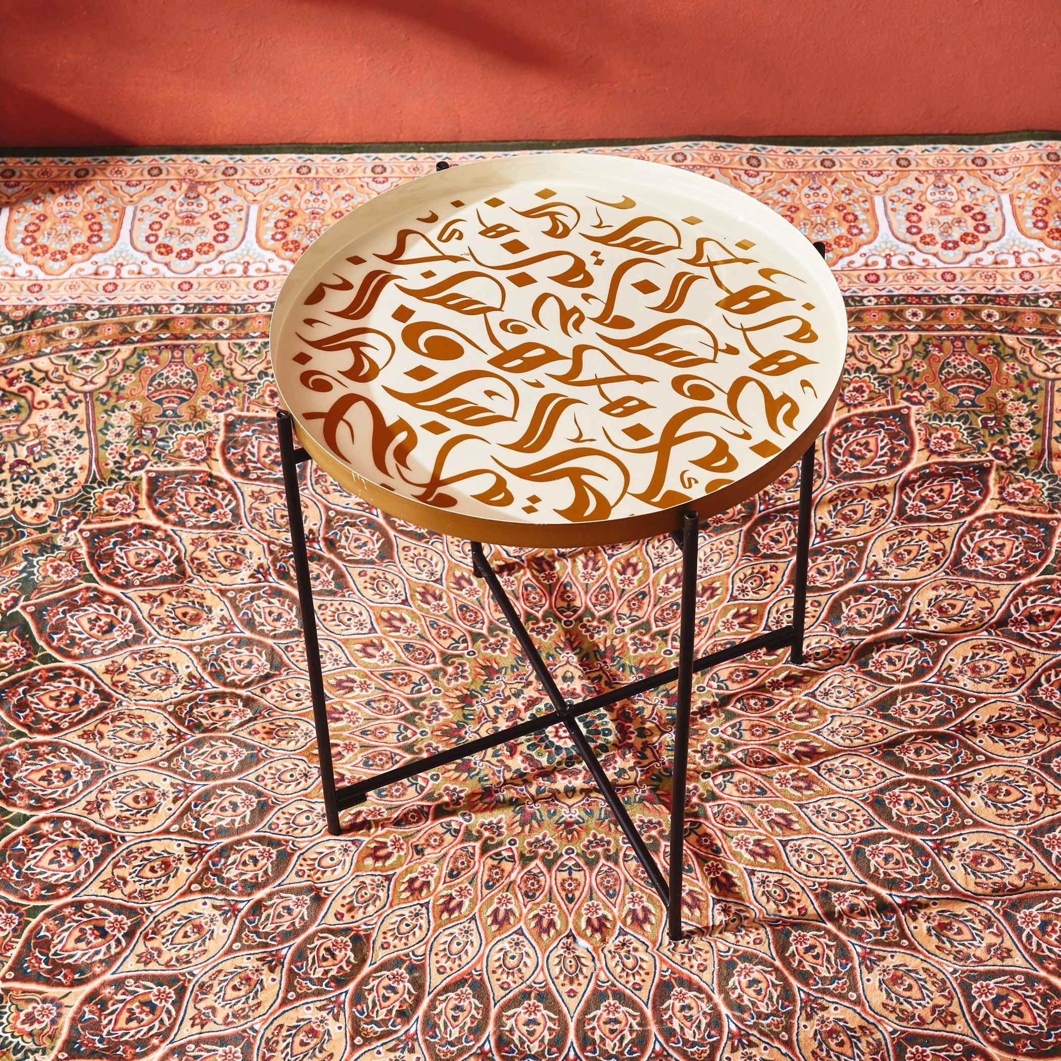 طاولة مغربية بتصميم كاليجرافي - 41x41x36 سم-hbxfurniture-livingroom-endtables-image-2