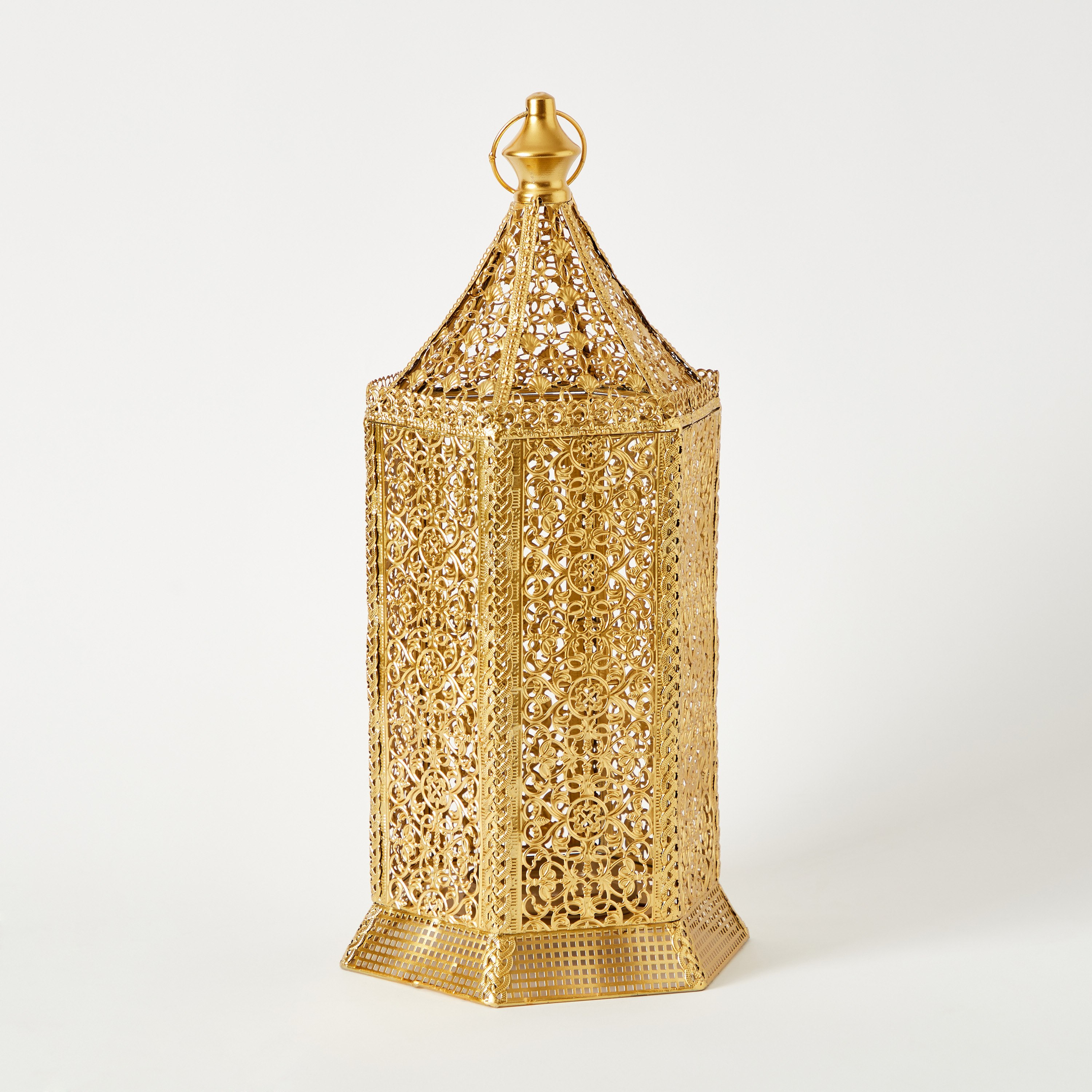 فانوس معدني بتصميم عربي من نور - 21x19x45 سم-hbxdecorandfurnishings-homeaccessories-lanterns-image-5
