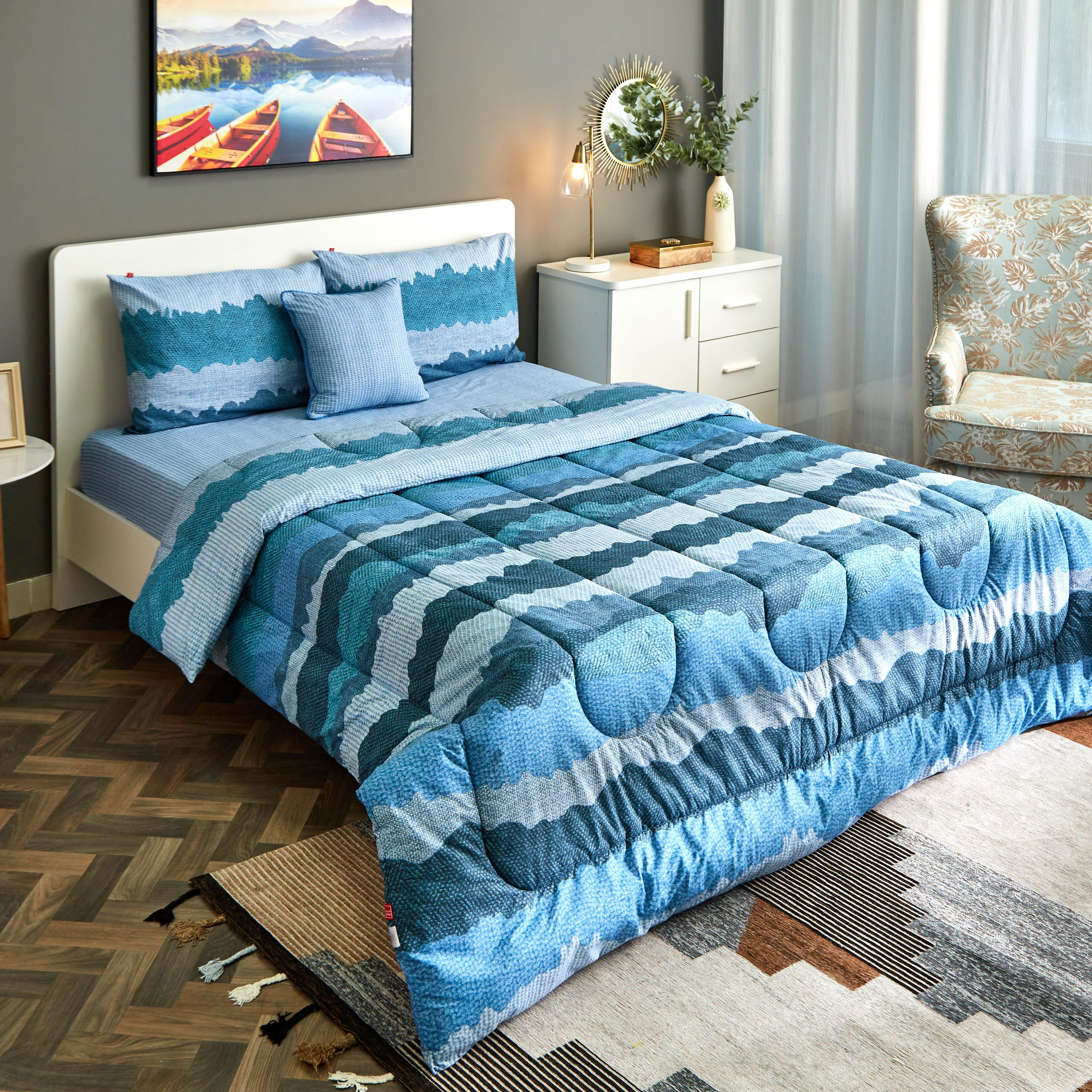 William 5-Piece Twin Printed Cotton BIAB Comforter Set - 160x220 cm-hbxhomeware-hbxdecorandfurnishings-image-1
