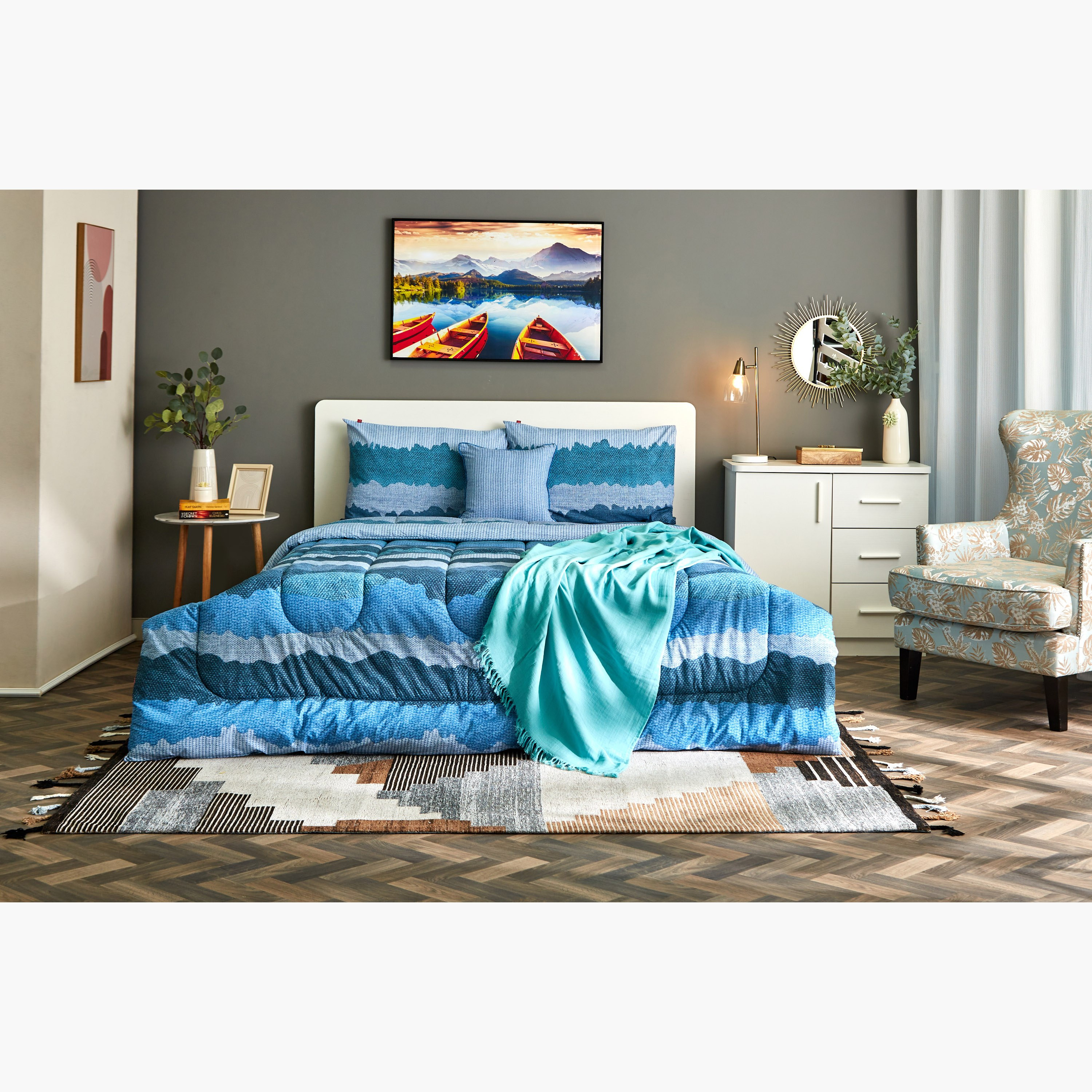 William 5-Piece Twin Printed Cotton BIAB Comforter Set - 160x220 cm-hbxhomeware-hbxdecorandfurnishings-image-7
