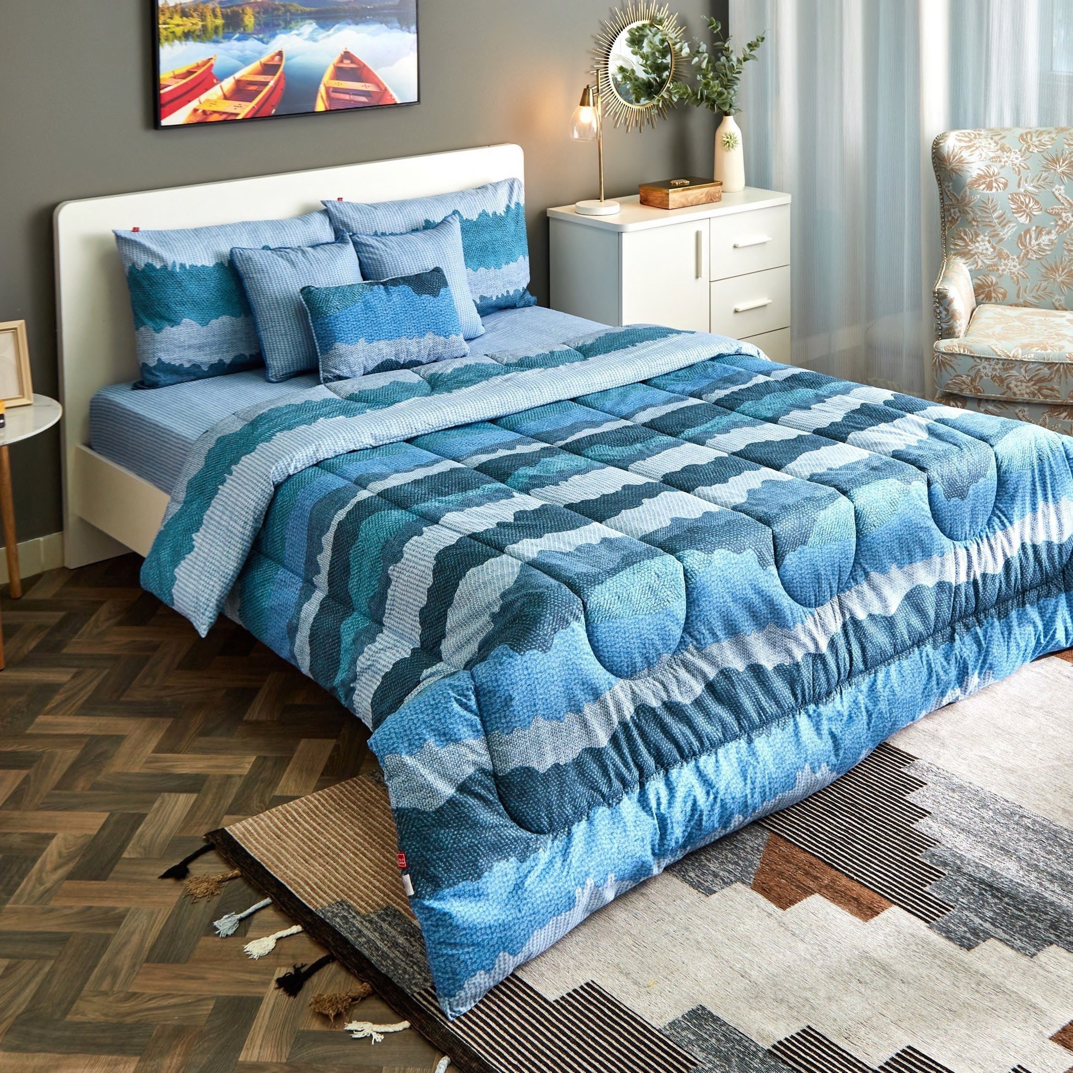 طقم لحاف قطن كينج بطبعات 7 قطع من ويليام- 220x240 سم-hbxhomeware-hbxdecorandfurnishings-image-1