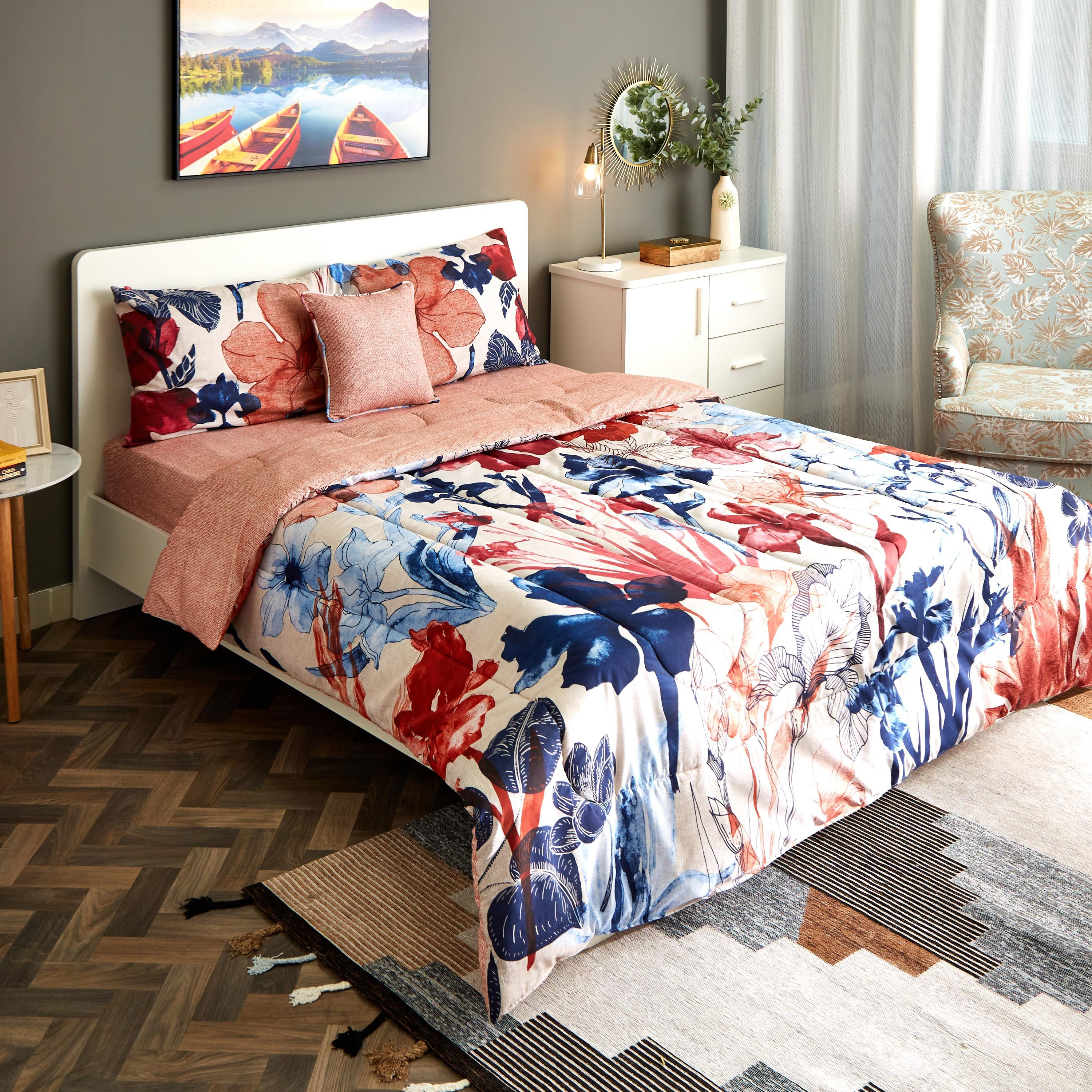 طقم لحاف قطن مزدوح بطبعات 5 قطع من آريس فيلد - 160x220 سم-hbxhomeware-hbxdecorandfurnishings-image-1