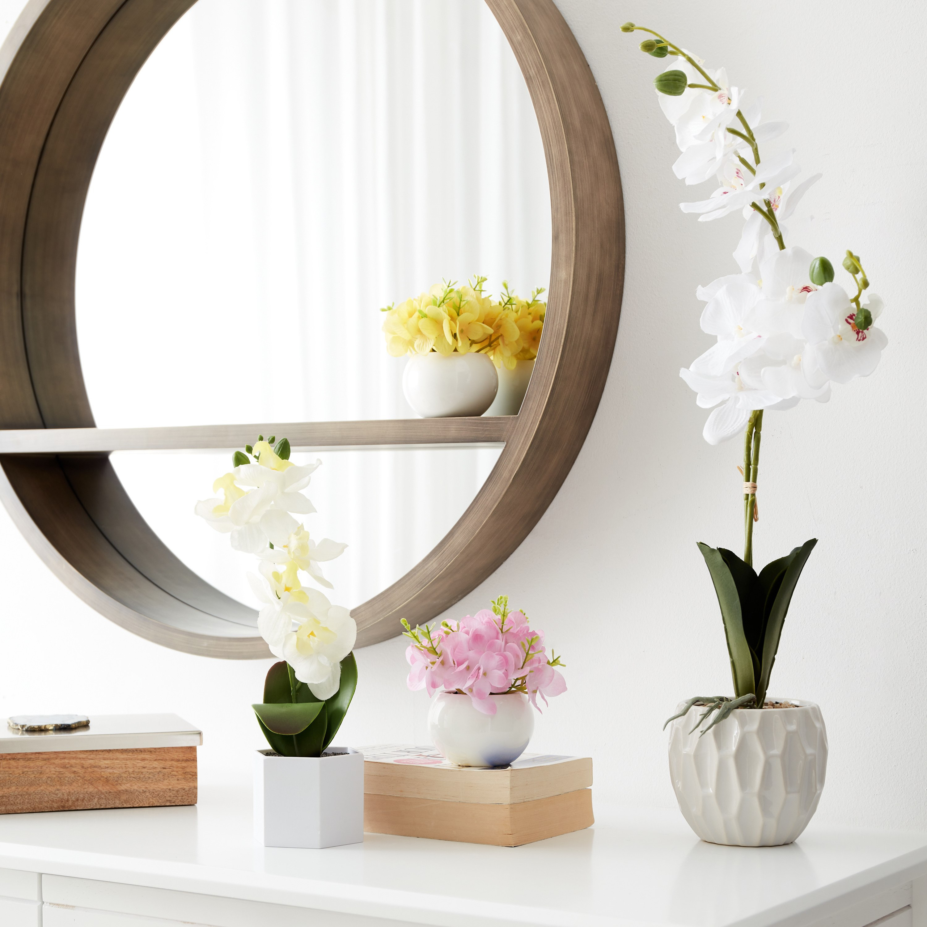 باقة زهور أوركيد كبيرة في إصيص سيراميك من هالي - 11x11x68 سم-hbxdecorandfurnishings-homeaccessories-artificialflowersandplants-image-4