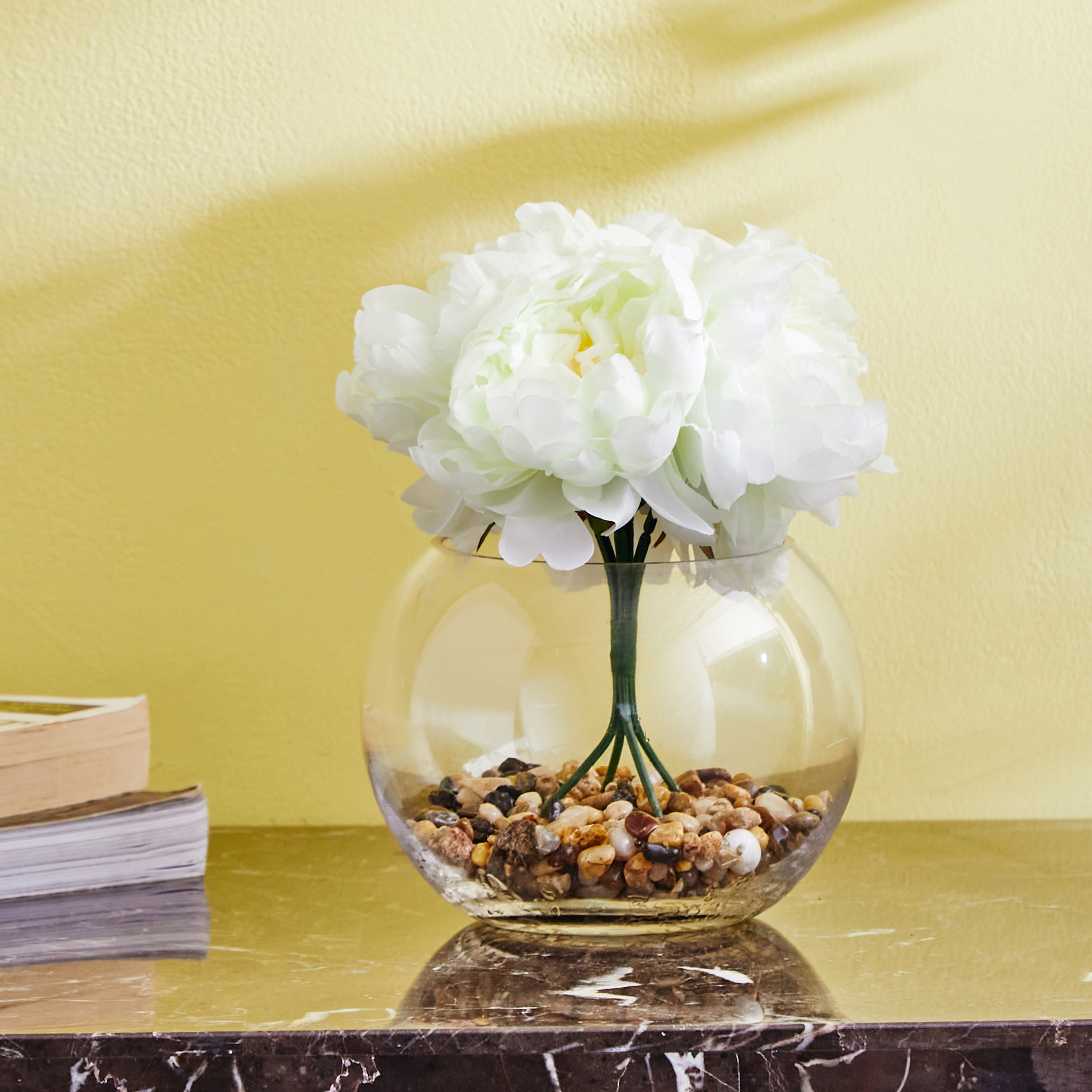 نبات الفاوانيا في وعاء زجاجي من هالي - 16 سم-hbxdecorandfurnishings-homeaccessories-artificialflowersandplants-image-1