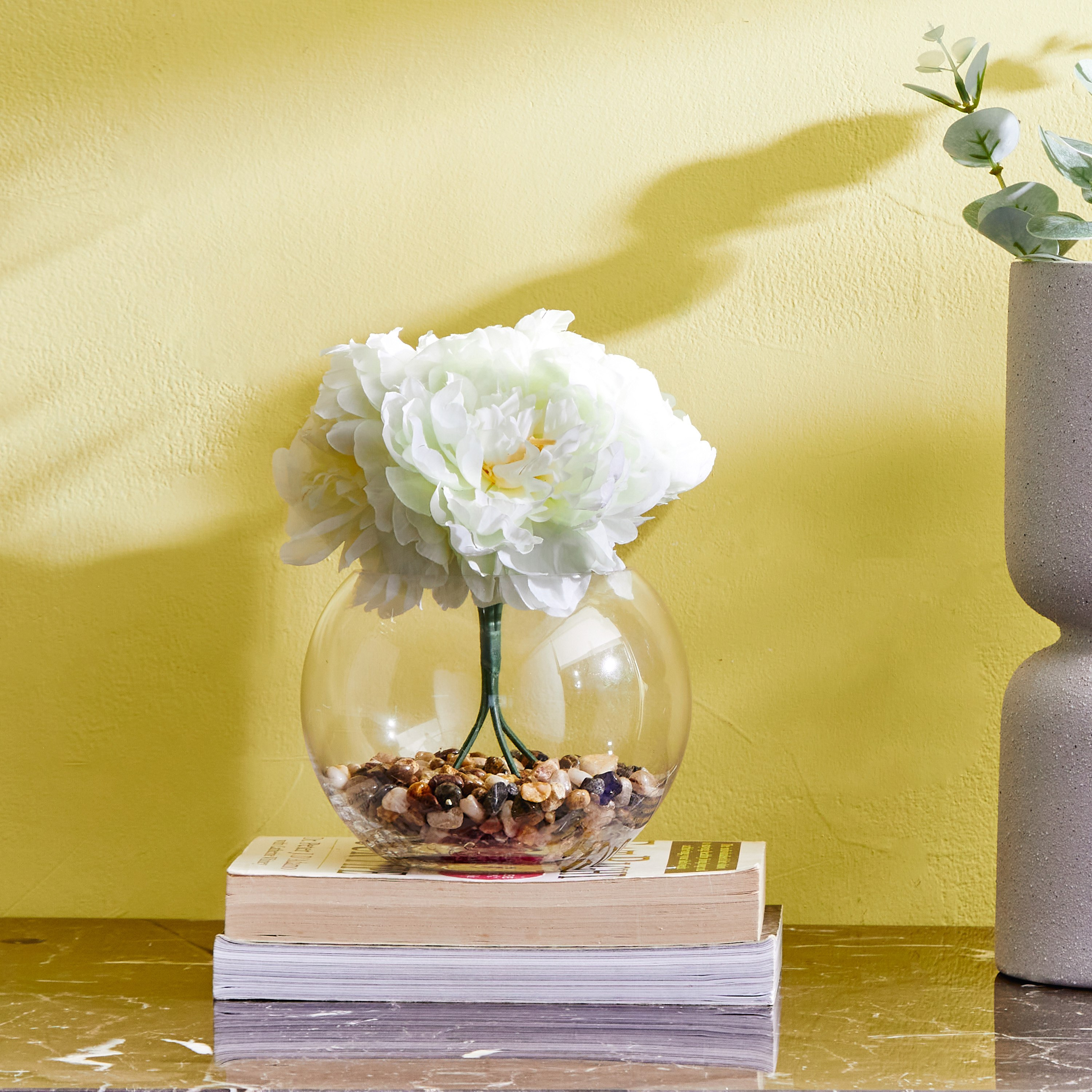 نبات الفاوانيا في وعاء زجاجي من هالي - 16 سم-hbxdecorandfurnishings-homeaccessories-artificialflowersandplants-image-4