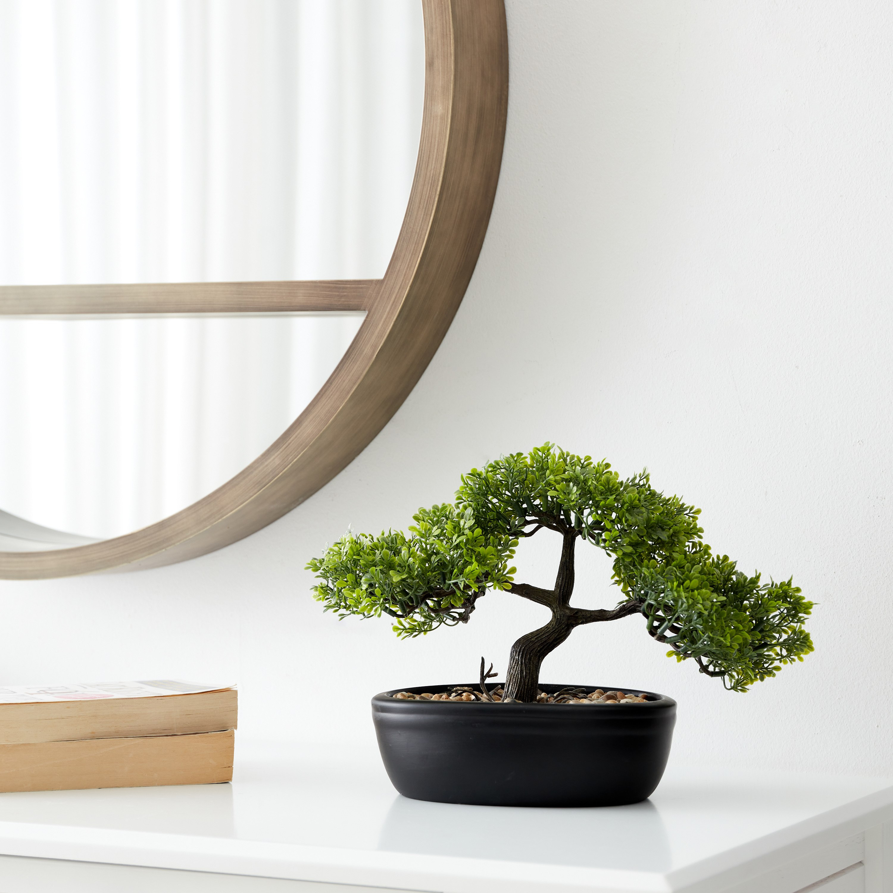 Hallie Bonsai in Oval Pot - 32x24x14 cm-hbxdecorandfurnishings-homeaccessories-artificialflowersandplants-image-2