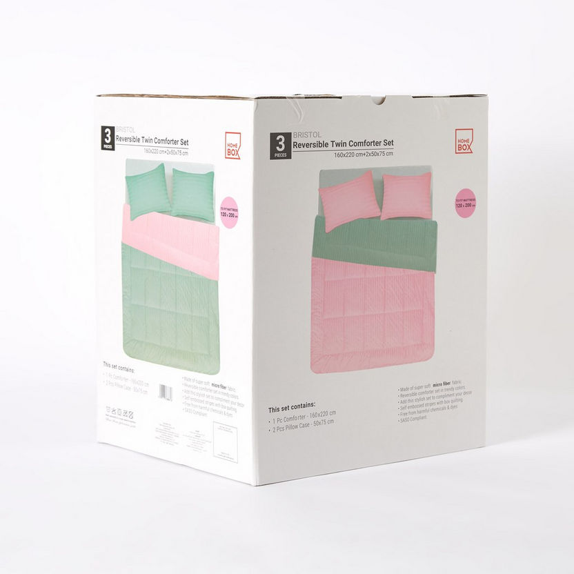 Bristol 3-Piece Twin Microfibre Reversible Comforter Set - 160x220 cm-Comforter Sets-image-7