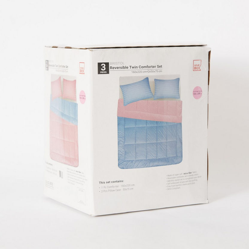 Bristol 3-Piece Twin Microfiber Reversible Comforter Set - 160x220 cm-Comforter Sets-image-8