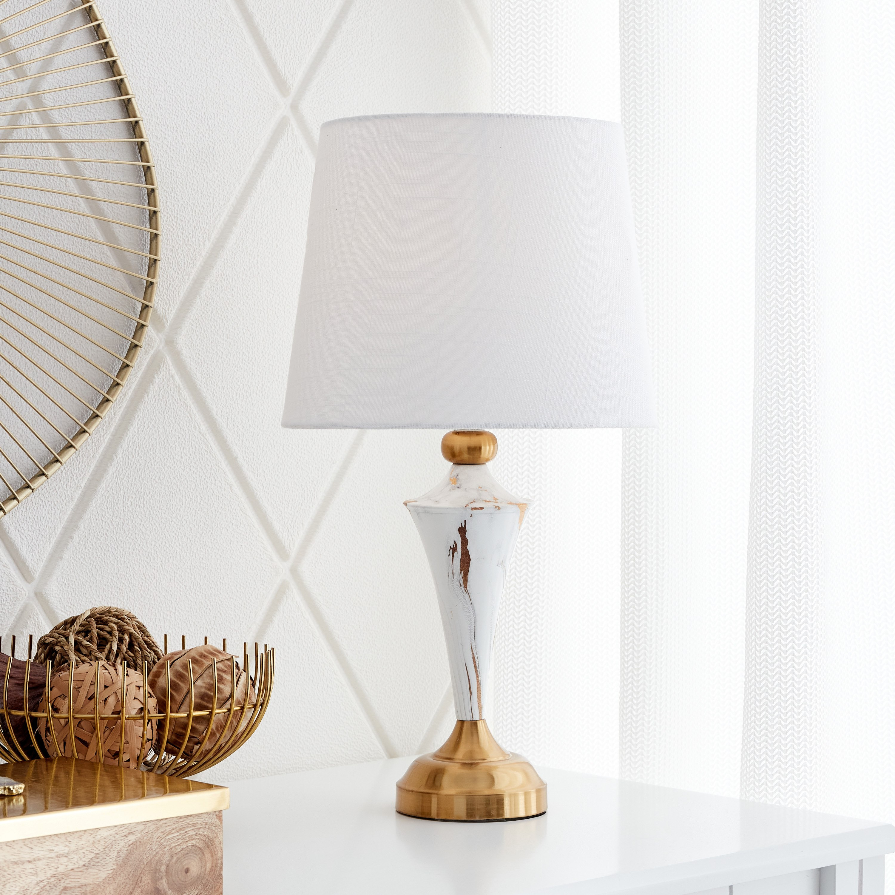 مصباح طاولة بقاعدة سيراميك من كاليس - 26x26x48 سم-hbxlivingroom-lighting-tablelamps-image-1