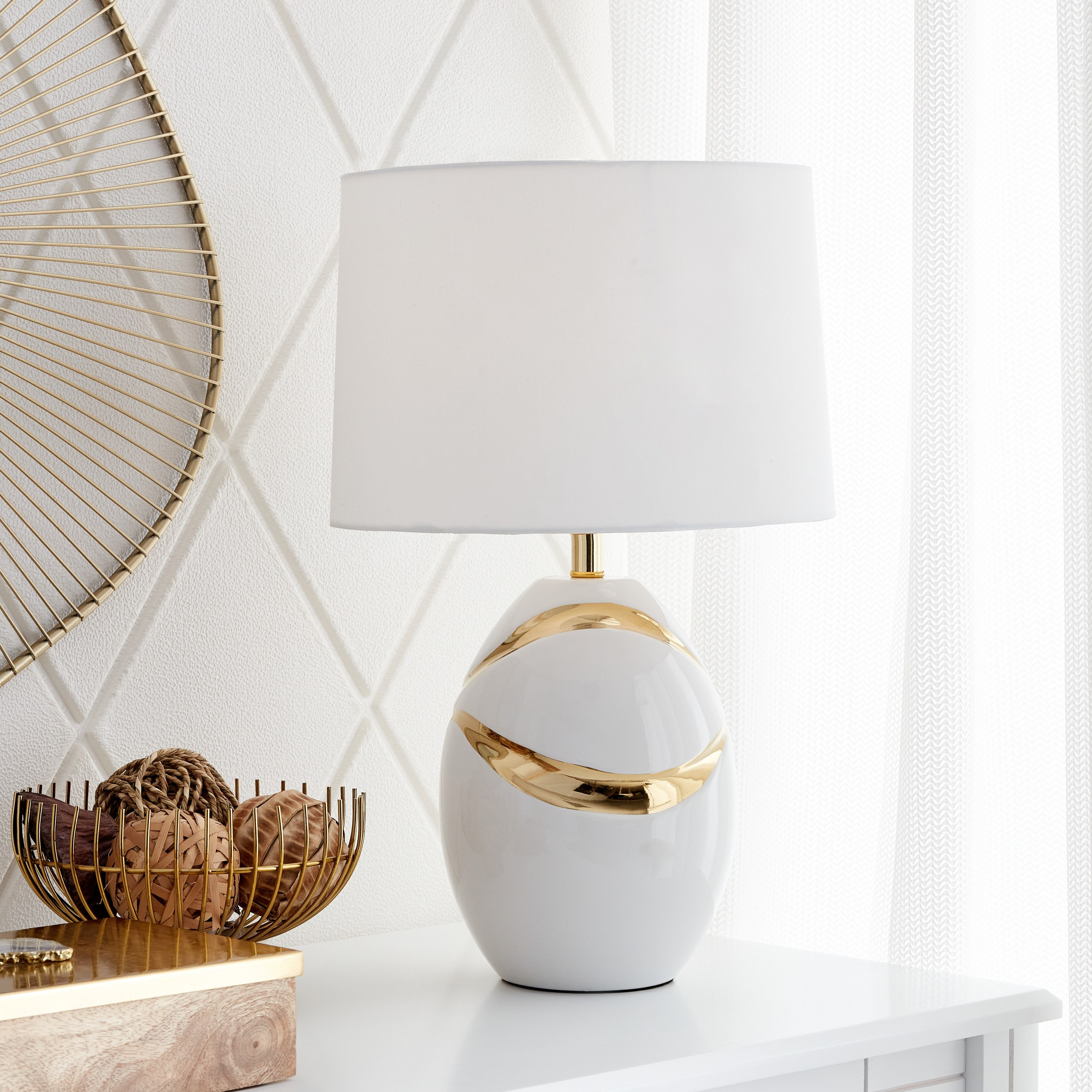 مصباح طاولة بقاعدة سيراميك من كاليس - 31x31x48 سم-hbxlivingroom-lighting-tablelamps-image-1