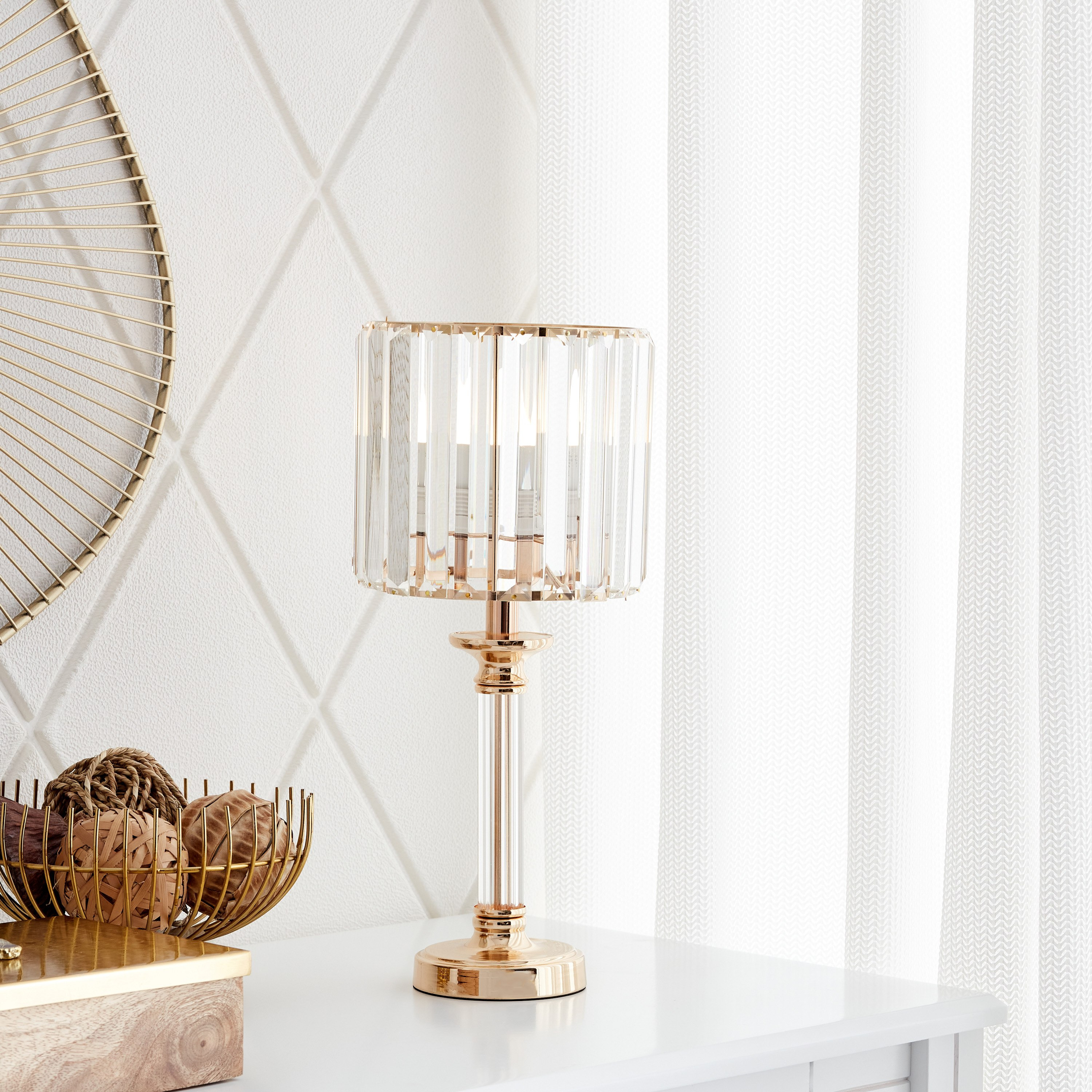 مصباح طاولة بغطاء كريستال من كاليس - 16x16x41 سم-hbxlivingroom-lighting-tablelamps-image-1