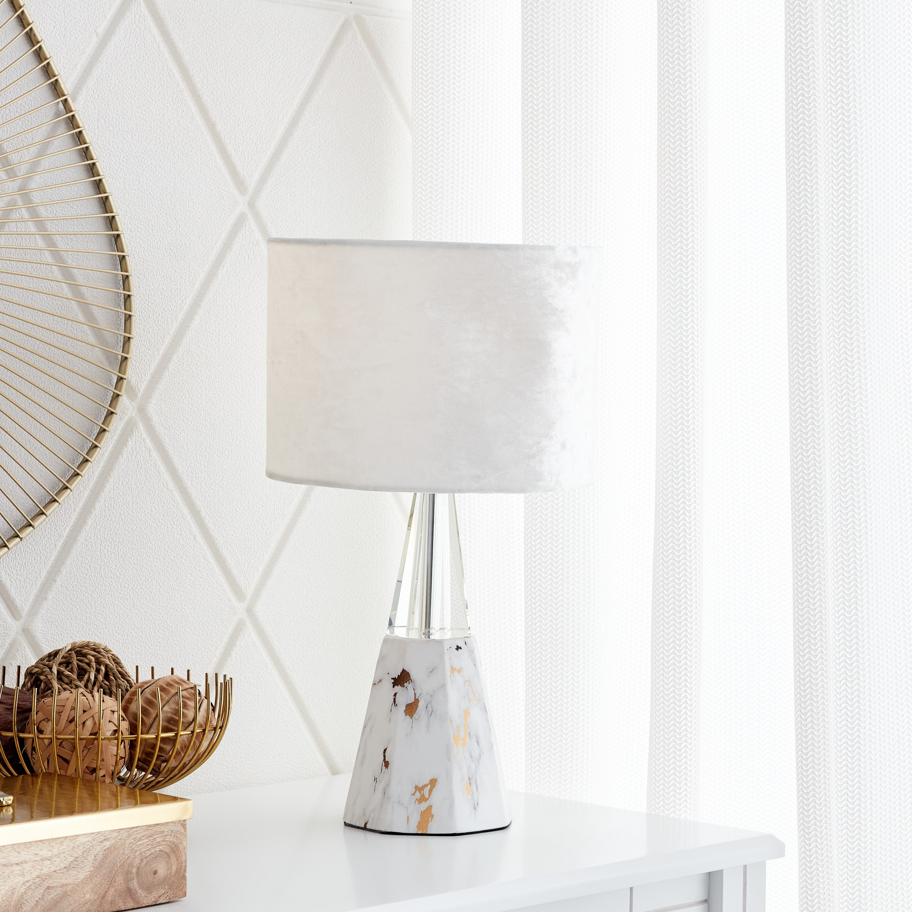 مصباح طاولة بقاعدة سيراميك بشكل مخروطي من كاليس - 26x26x44 سم-hbxlivingroom-lighting-tablelamps-image-1