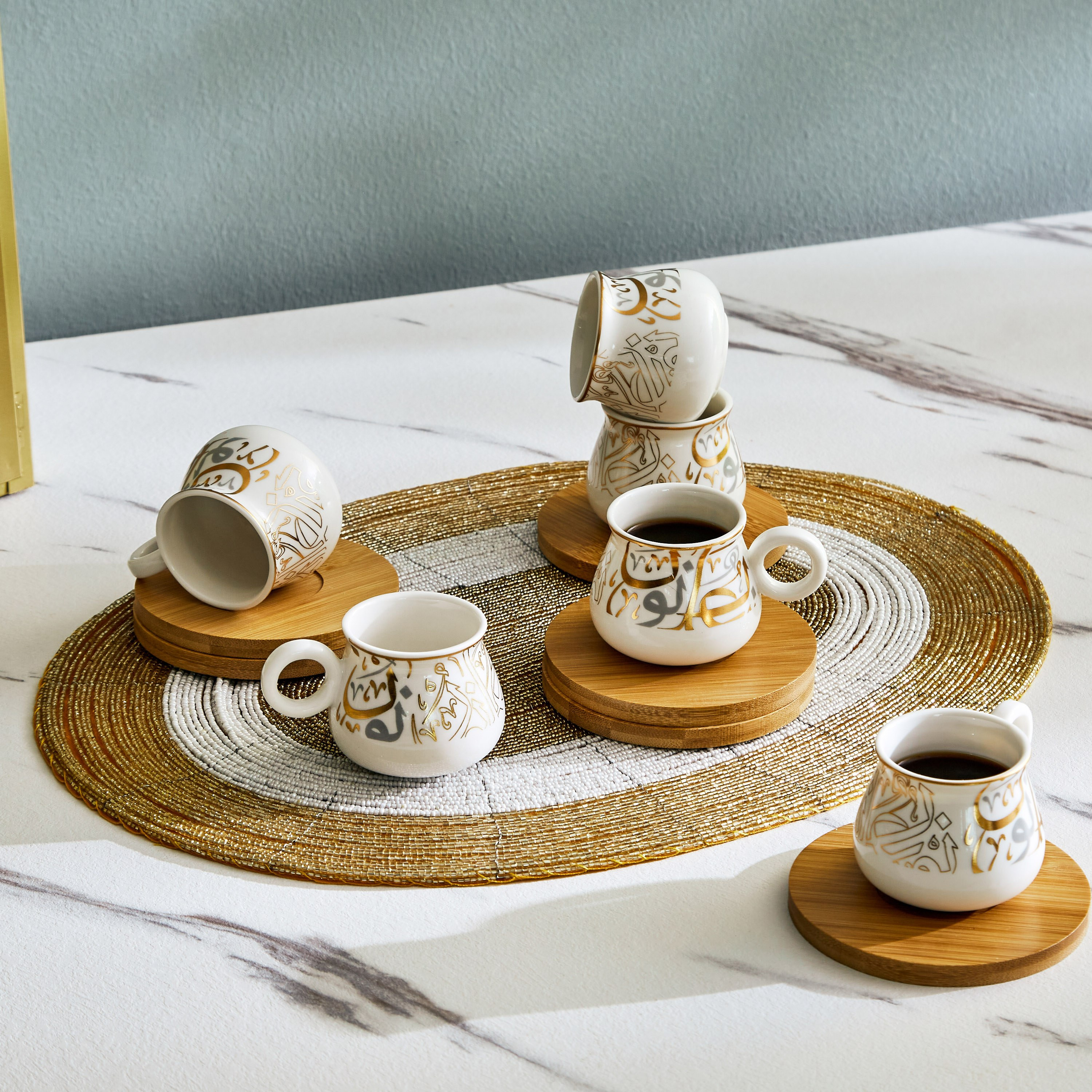 طقم فناجين وصحون 12 قطعة من كاليجرافي-hbxhomeware-diningandtabletop-coffeeandteasets-image-1