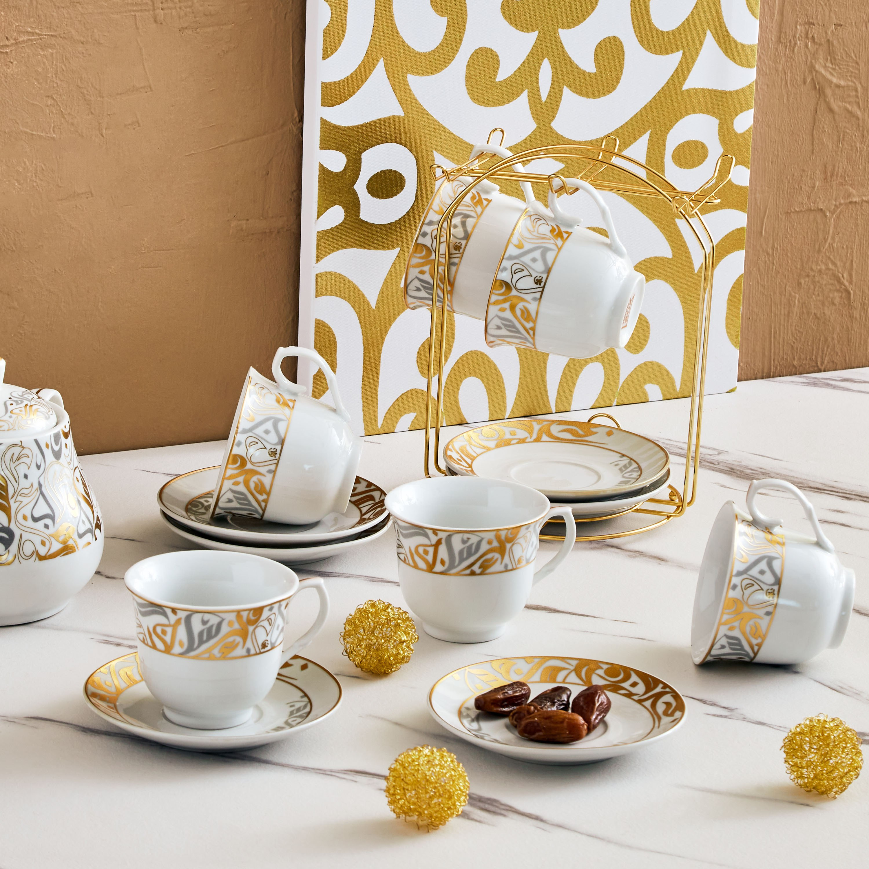 طقم فناجين وصحون مع حامل 13 قطعة من كاليجرافي-hbxhomeware-hbxkitchen-image-5