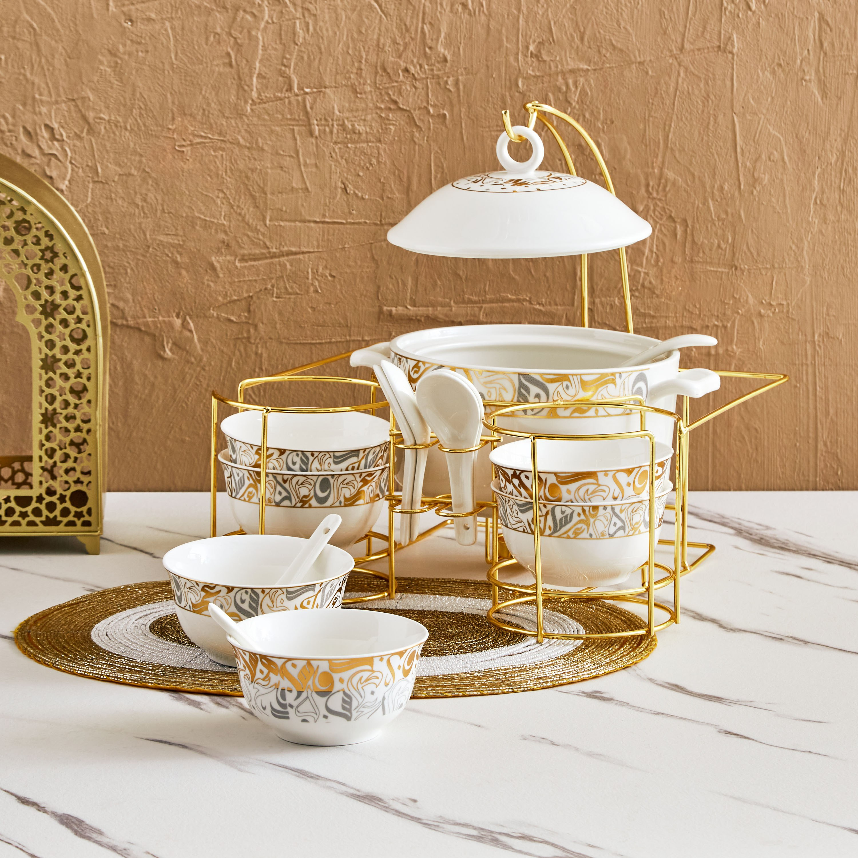 طقم تقديم شوربة مع حامل 15 قطعة من كاليجرافي-hbxdecorandfurnishings-tabletop-serveware-image-1