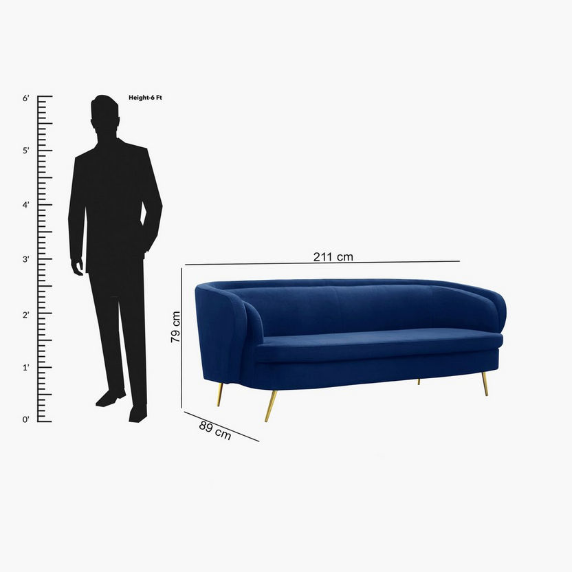 Botega 3-Seater Velvet Sofa-Sofas-image-8