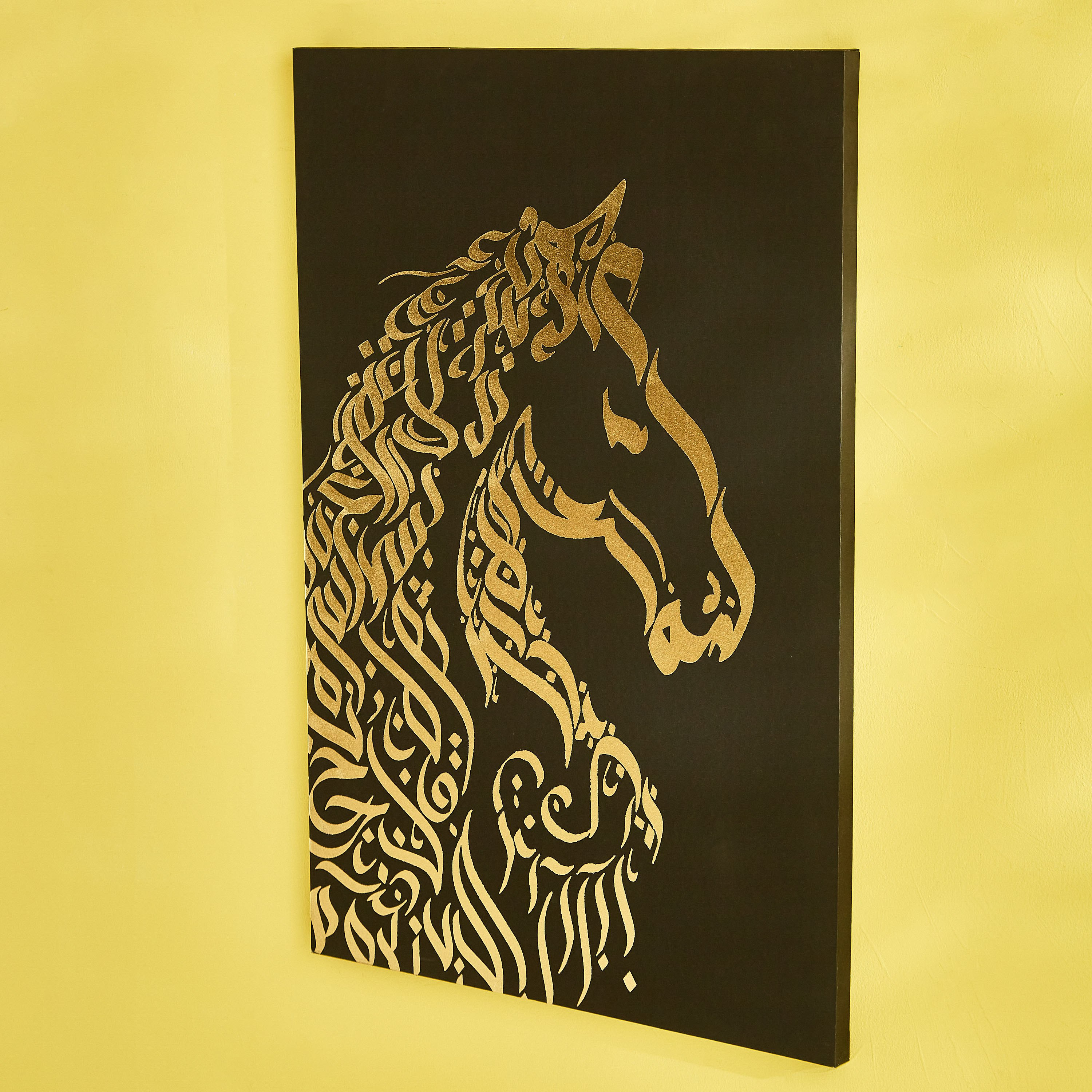 Calligraphy Horse Outline Canvas Printed Framed Picture with Foiling - 60x3x90 cm-hbxhomeware-hbxdecorandfurnishings-image-2