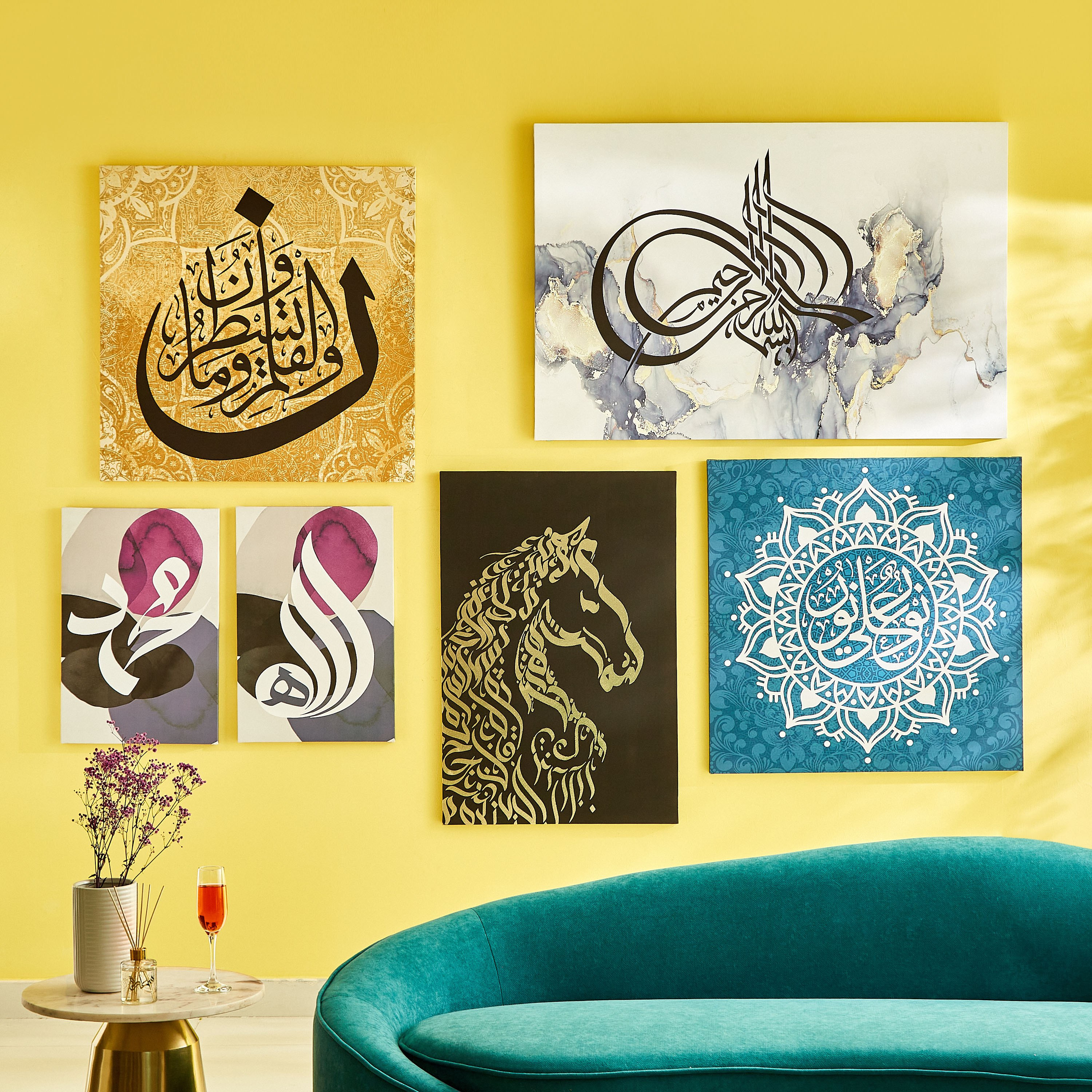 Calligraphy Horse Outline Canvas Printed Framed Picture with Foiling - 60x3x90 cm-hbxhomeware-hbxdecorandfurnishings-image-4
