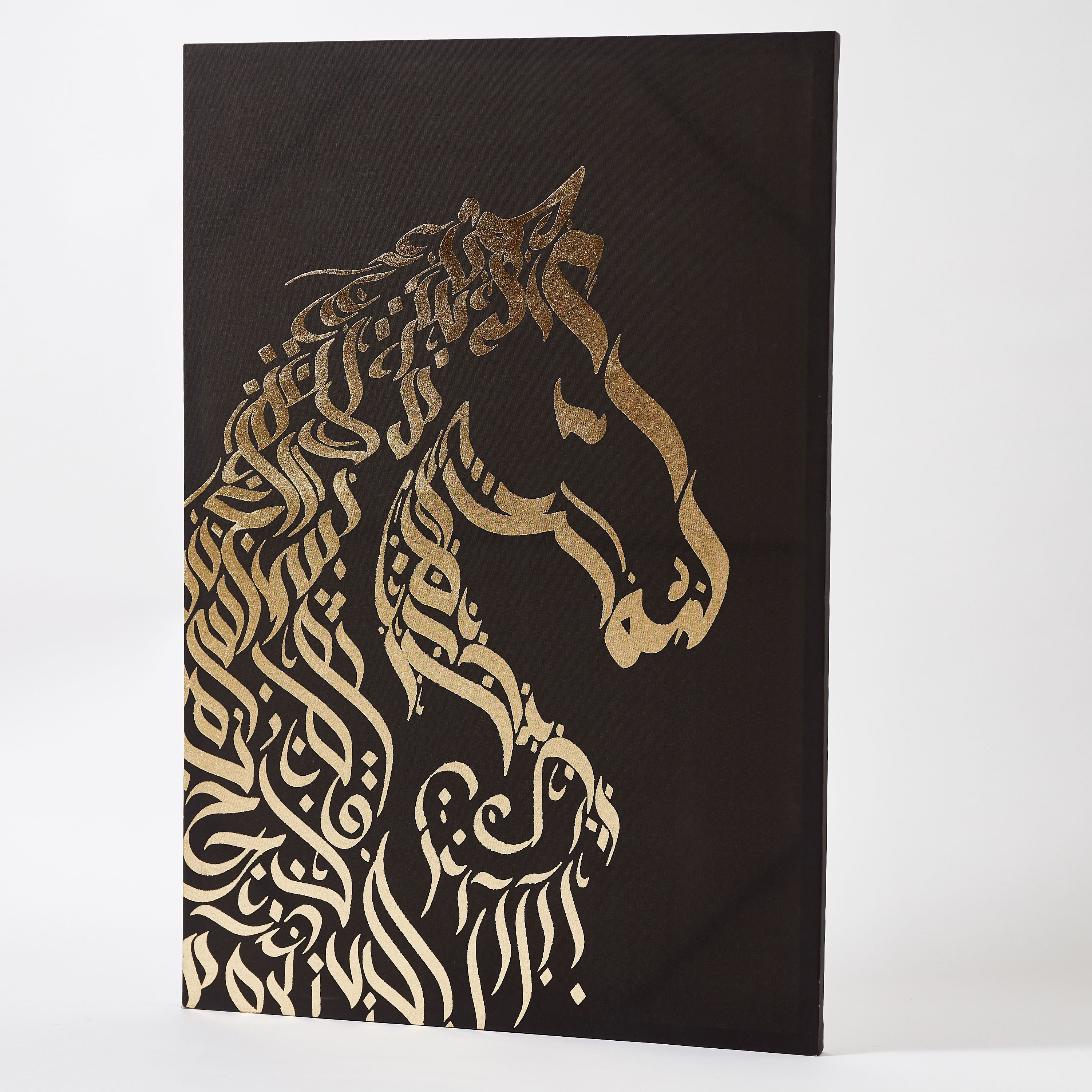 Calligraphy Horse Outline Canvas Printed Framed Picture with Foiling - 60x3x90 cm-hbxhomeware-hbxdecorandfurnishings-image-5