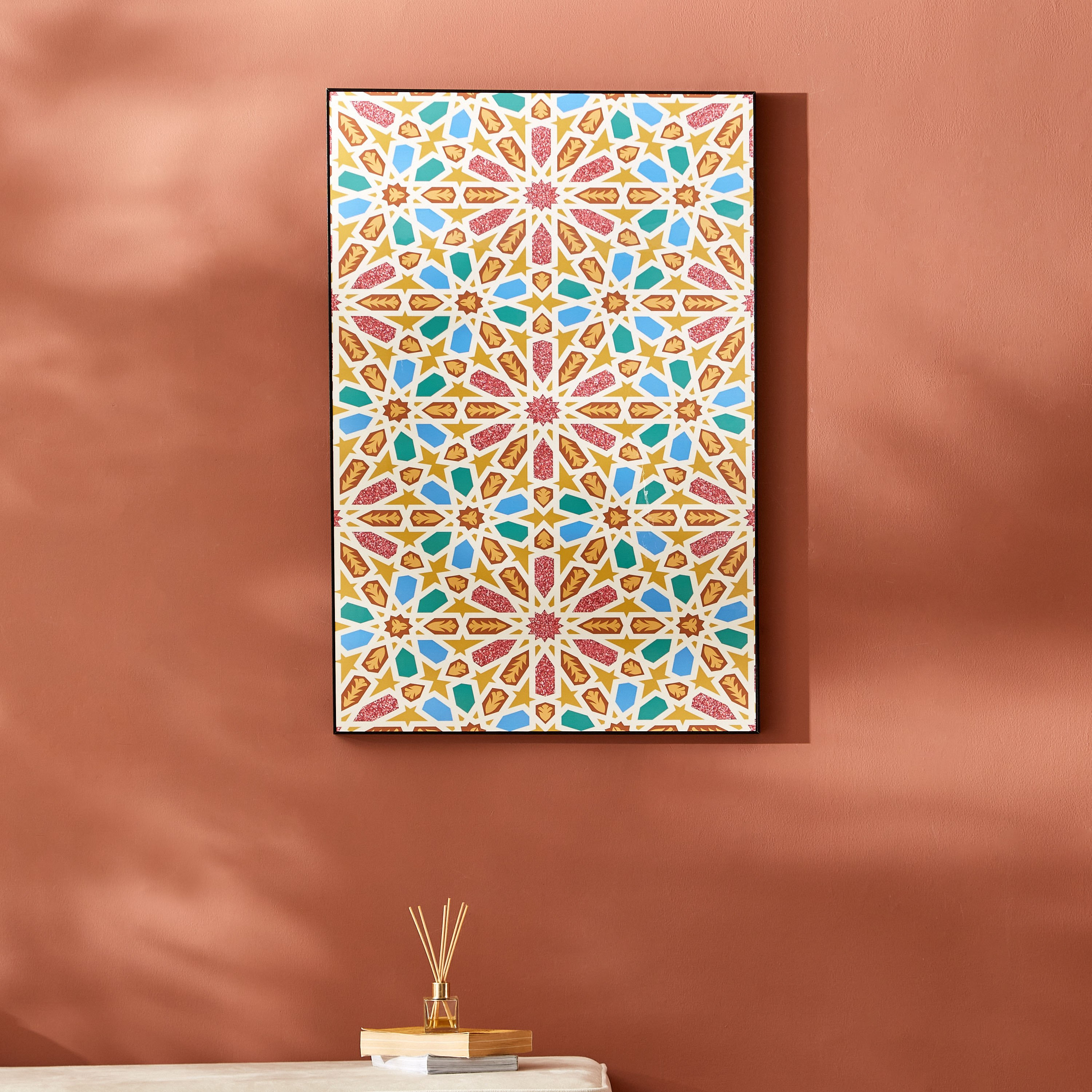 لوحة مؤطرة بتصميم أرابيسك كاليدوسكوب من أمارا - 90x3x60 سم-hbxhomeware-hbxdecorandfurnishings-image-1