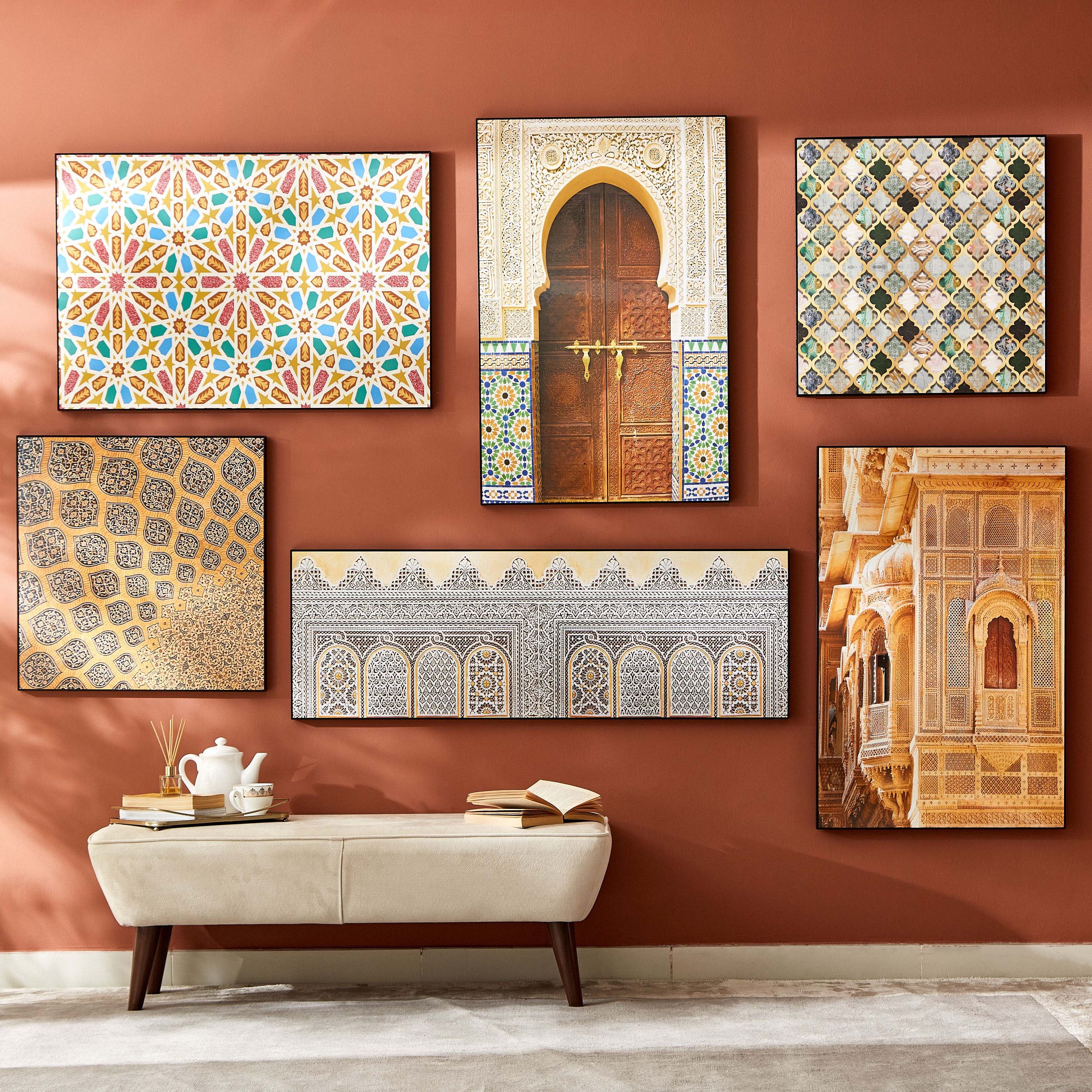لوحة مؤطرة بتصميم أرابيسك كاليدوسكوب من أمارا - 90x3x60 سم-hbxhomeware-hbxdecorandfurnishings-image-5
