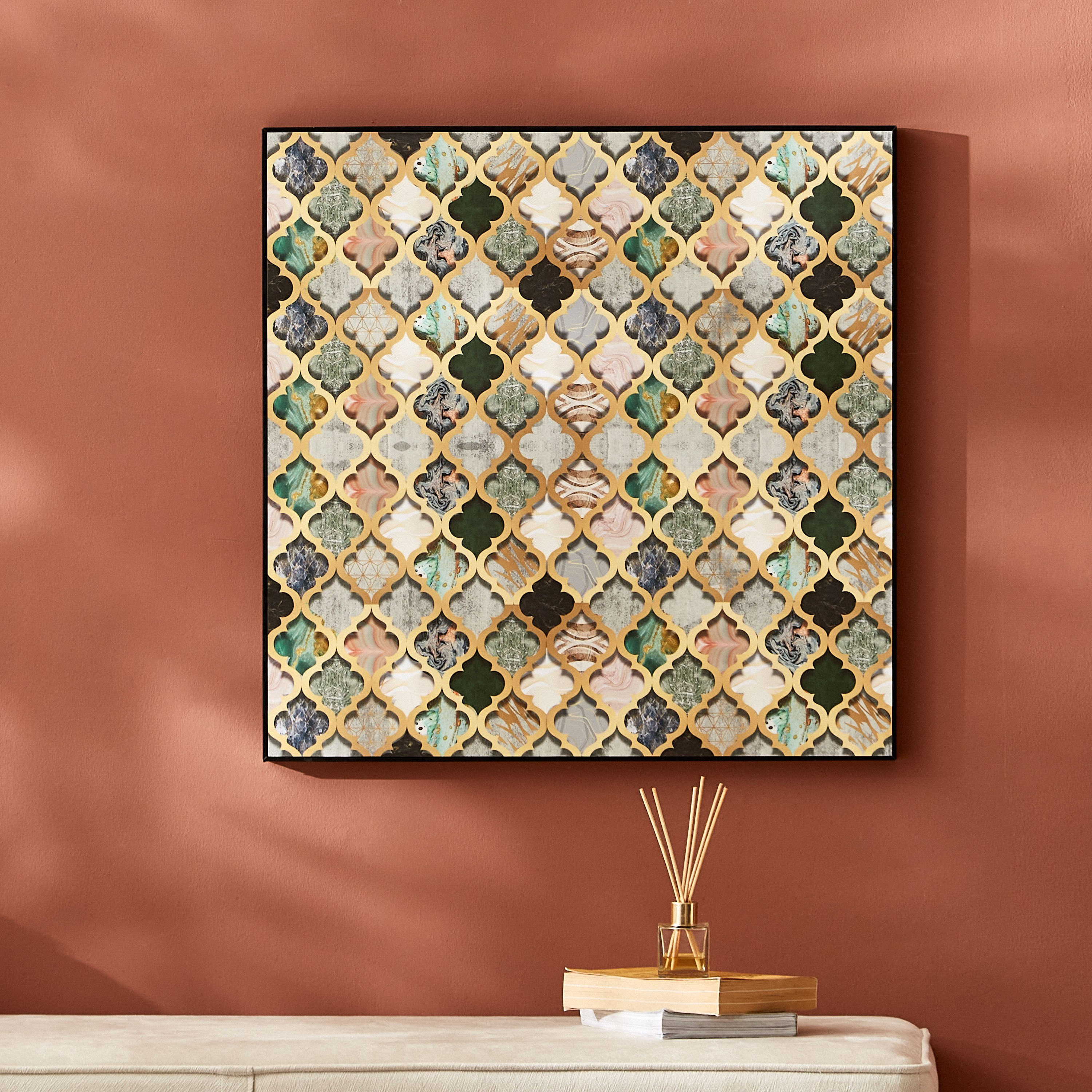 لوحة مؤطرة بتصميم أرابيسك من أمارا - 60x3x60 سم-PROMO_HB_AE_B1G1_250925-image-1