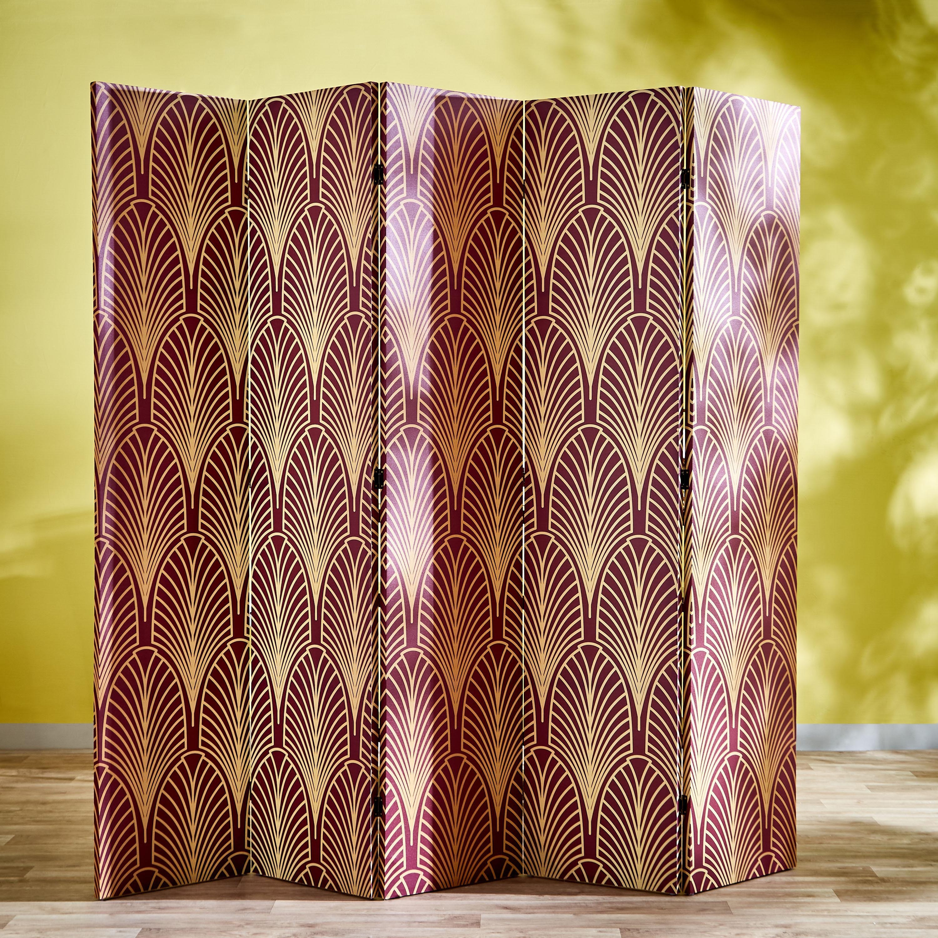 حاجز بتصميم أوراق شجر و 5 ألواح قابلة للطي من أمارا - 180x3x200 سم-hbxdecorandfurnishings-homeaccessories-novelties-image-1