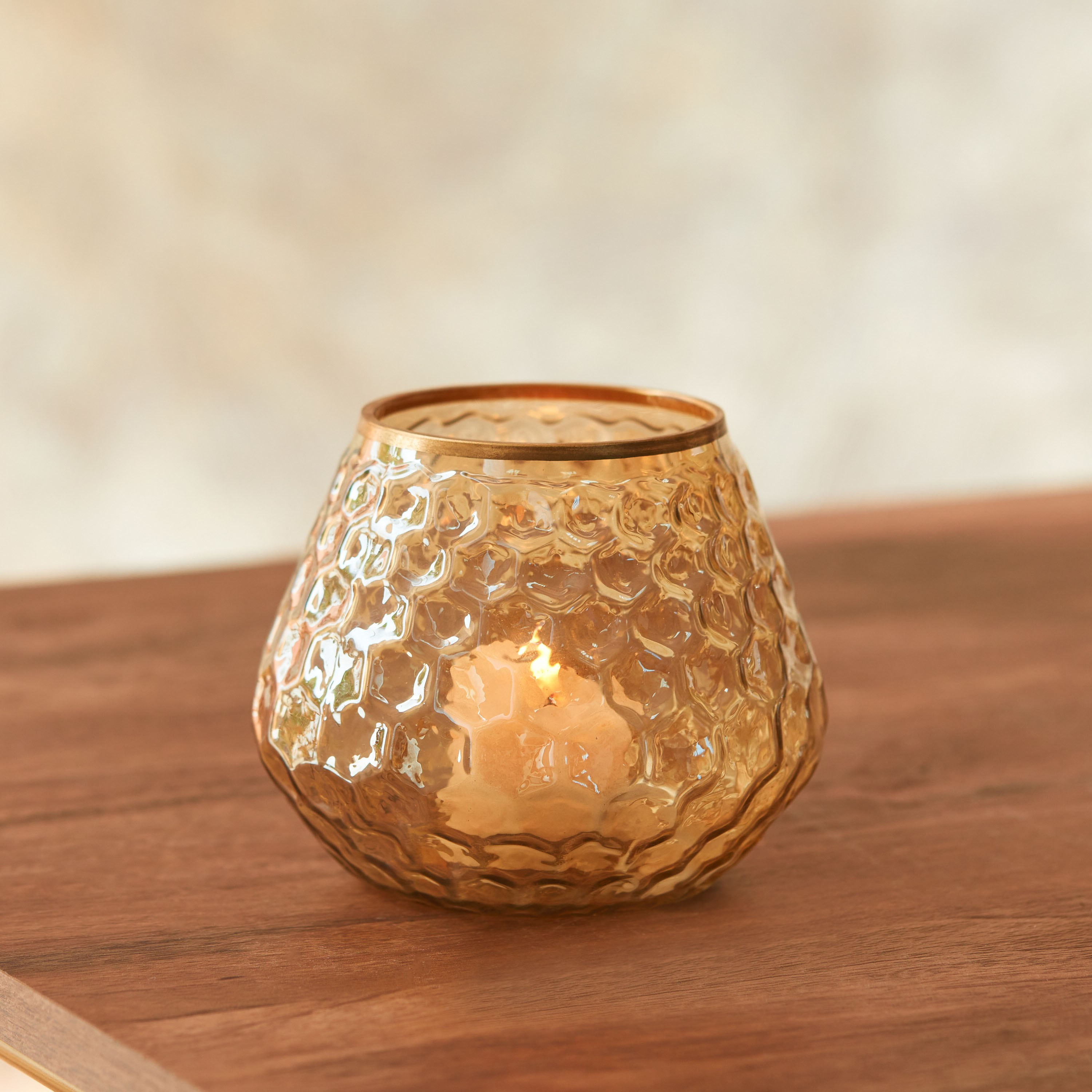 حامل شموع زجاج مضلع من جولنار - 10×10×12 سم-hbxlivingroom-decorandaccessories-candleholders-image-1