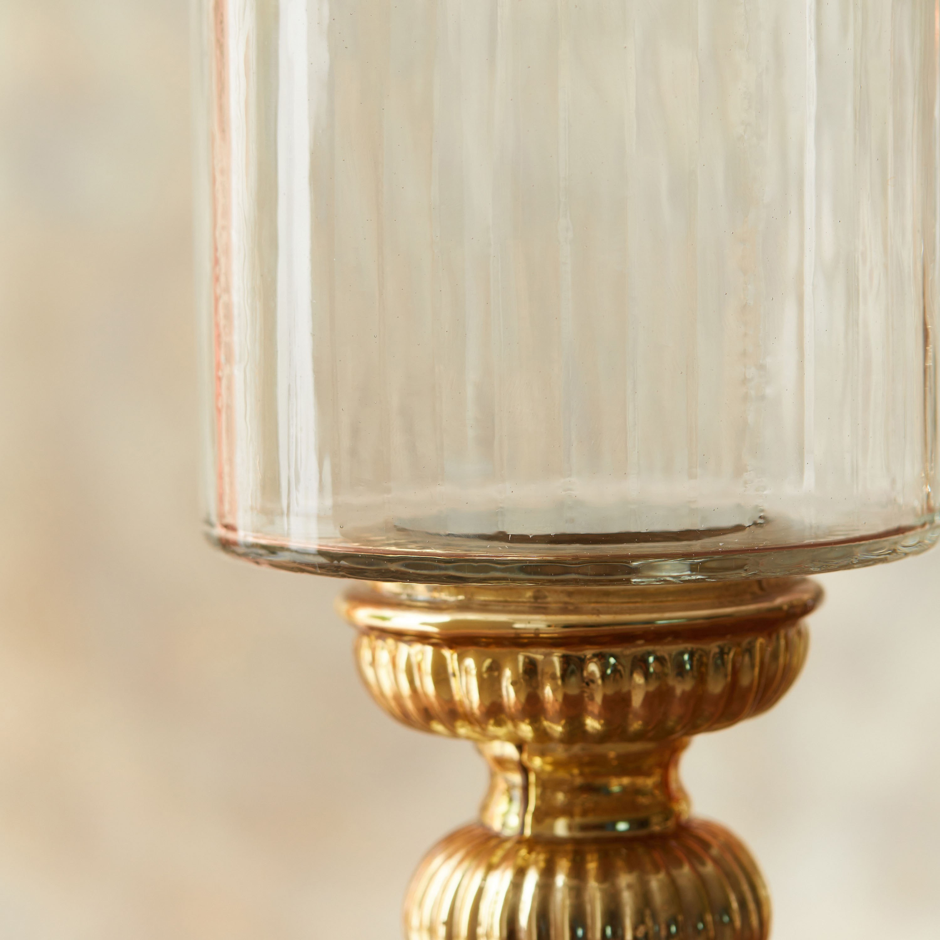 Gulnar Ribbed Glass Hurricane Candleholder - 15x15x40 cm-hbxlivingroom-decorandaccessories-candleholders-image-5
