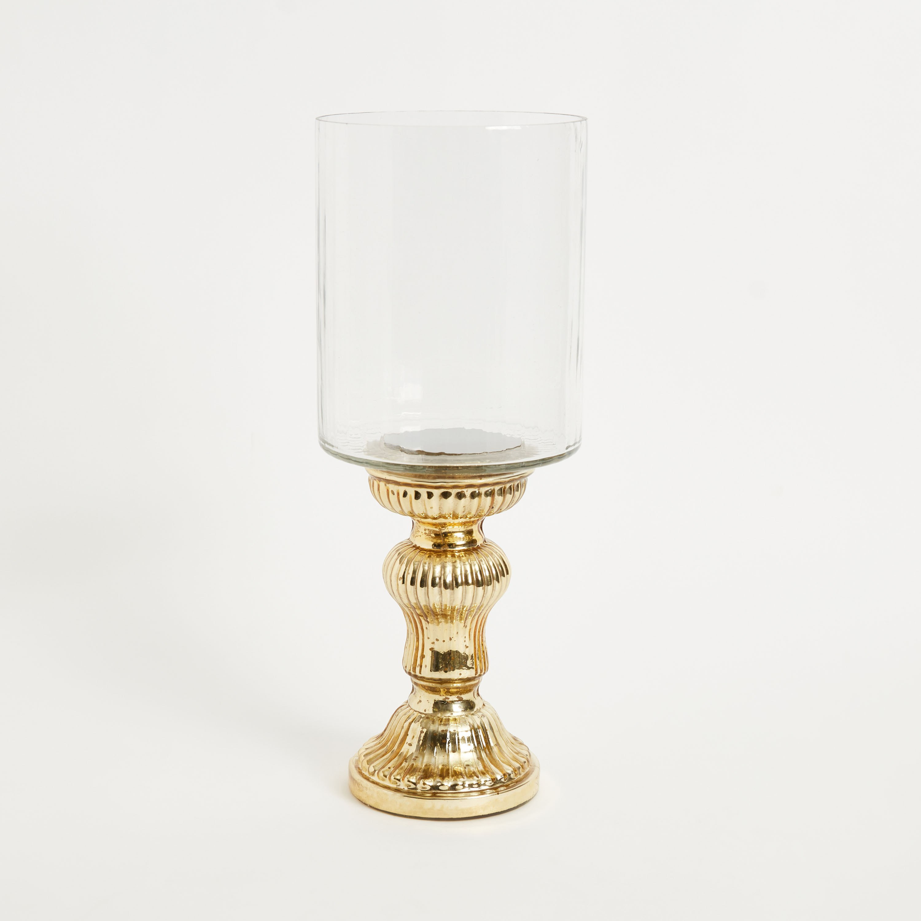 Gulnar Ribbed Glass Hurricane Candleholder - 15x15x40 cm-hbxlivingroom-decorandaccessories-candleholders-image-7