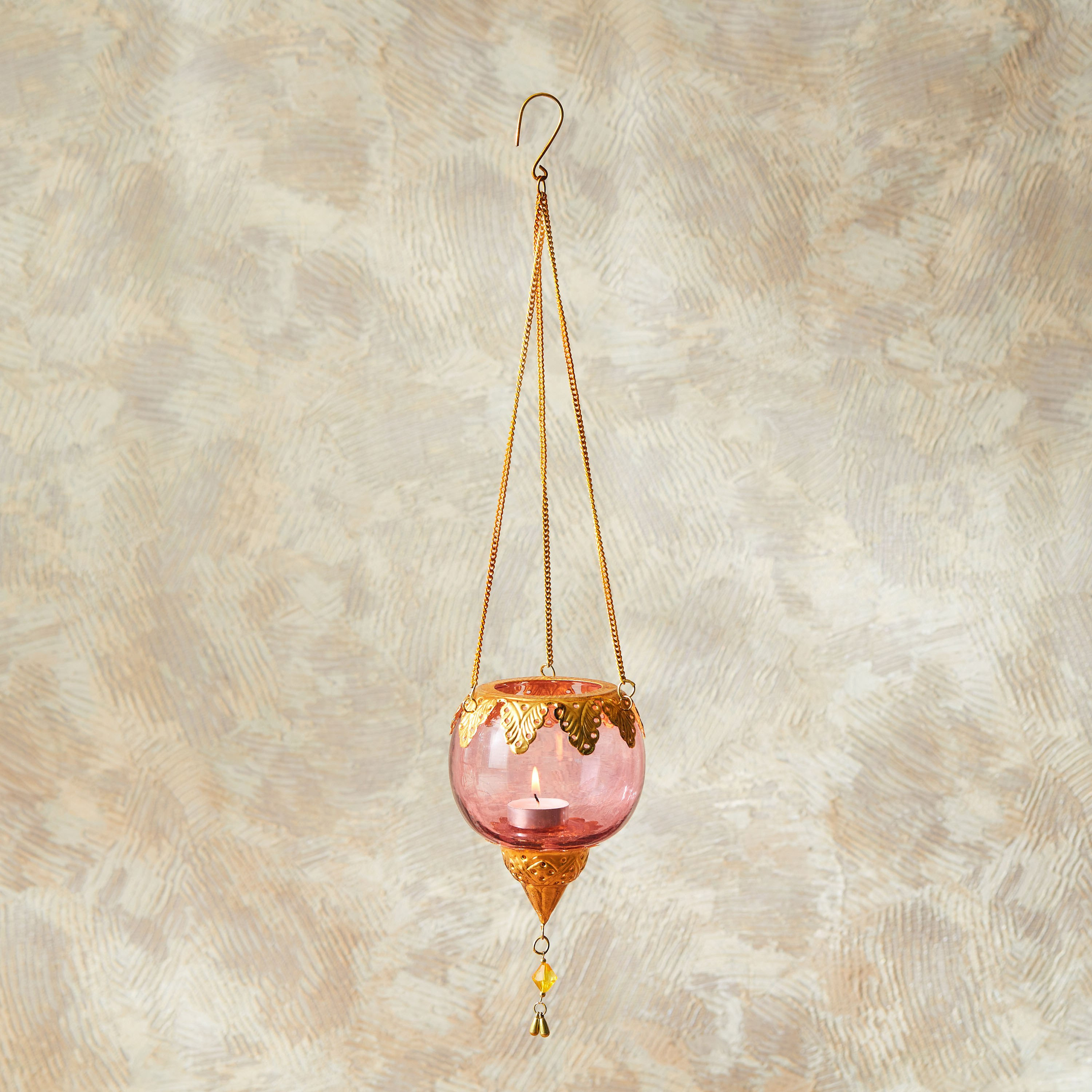 حامل شموع زجاج معلق بشكل قطرة من جولنار - 18x18x23 سم-hbxlivingroom-decorandaccessories-candleholders-image-1