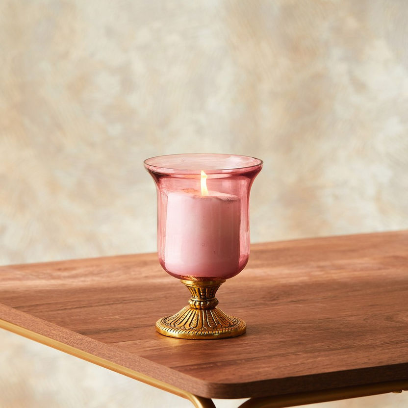 Gulnar Glass Candleholder with Stand - 12x12x20 cm-Candle Holders-image-0