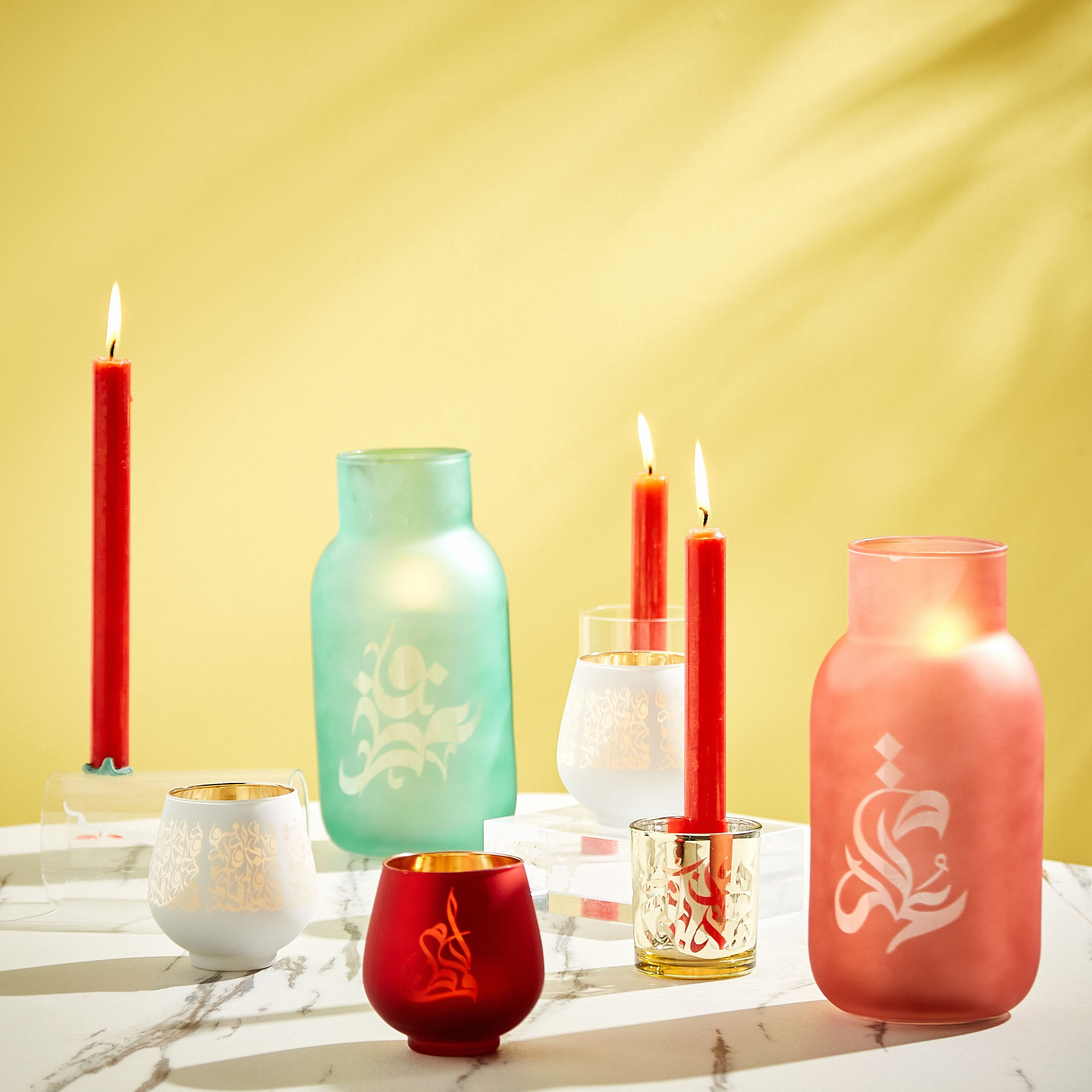 طقم حامل شموع فوتيف زجاجي بتصميم مسجد قطعتين من كاليجرافي آشر - 9.5x9 سم-hbxlivingroom-decorandaccessories-candleholders-image-4