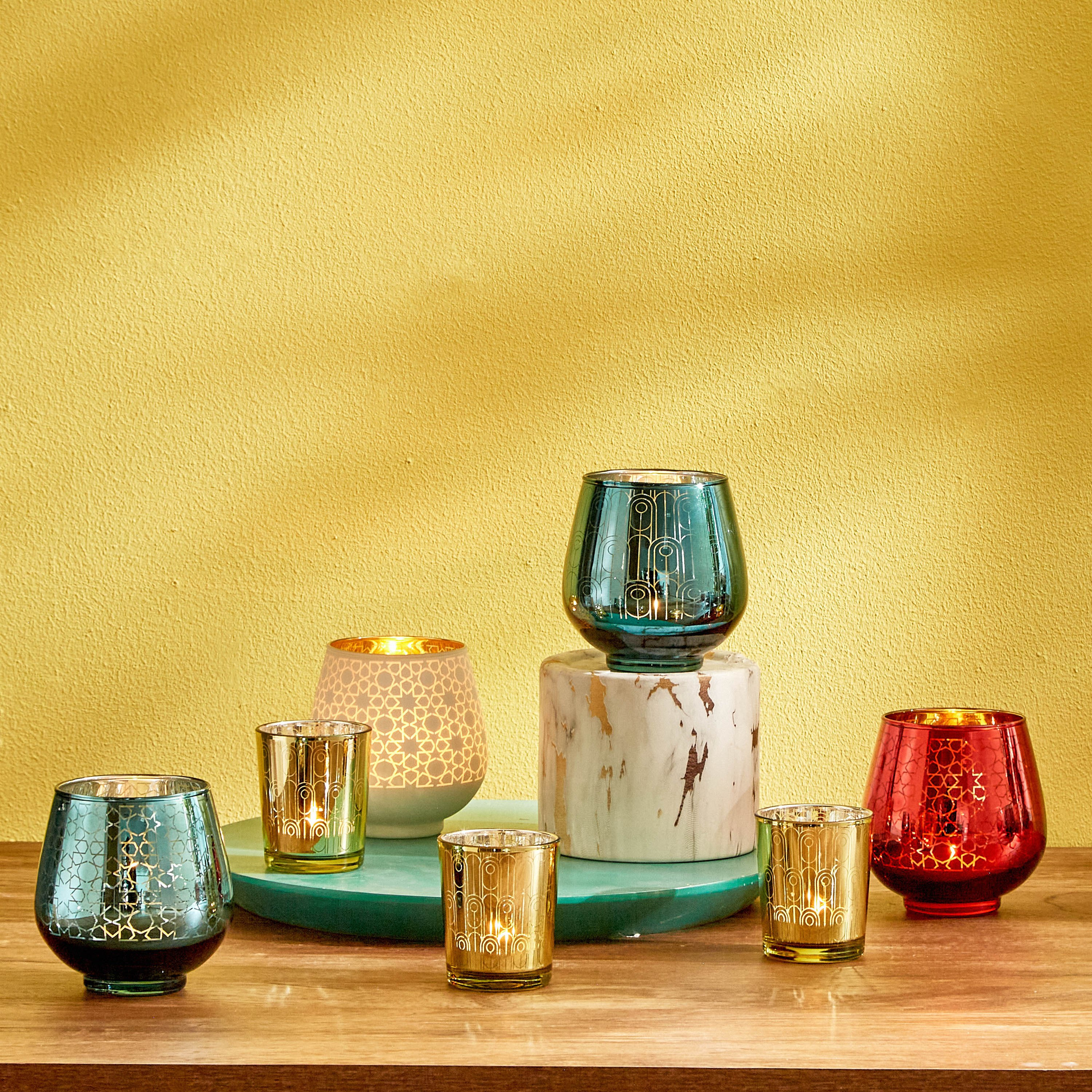 طقم حوامل شموع نذرية زجاجية 4 قطع آشر من أمبريدج - 36x13.5x1.5 سم-hbxlivingroom-decorandaccessories-candleholders-image-6