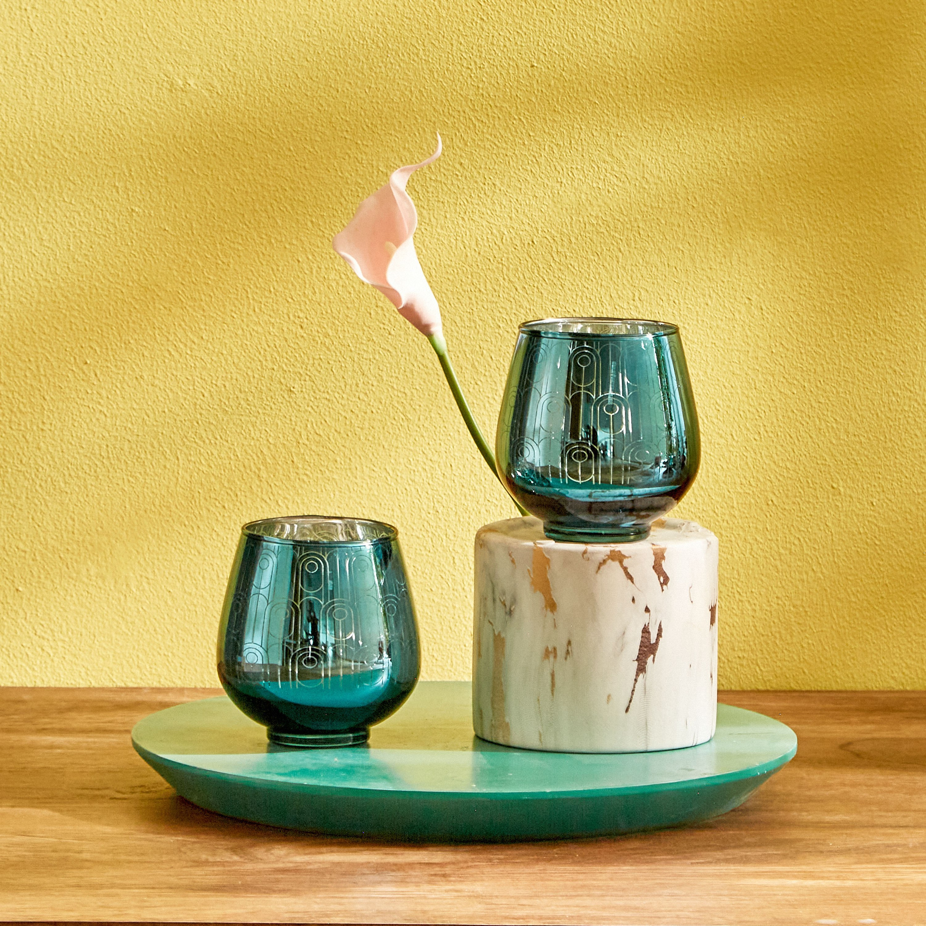 طقم حوامل شموع نذرية بيضاوية قطعتين آشر من أمبريدج - 9.5x9 سم-hbxlivingroom-decorandaccessories-candleholders-image-1