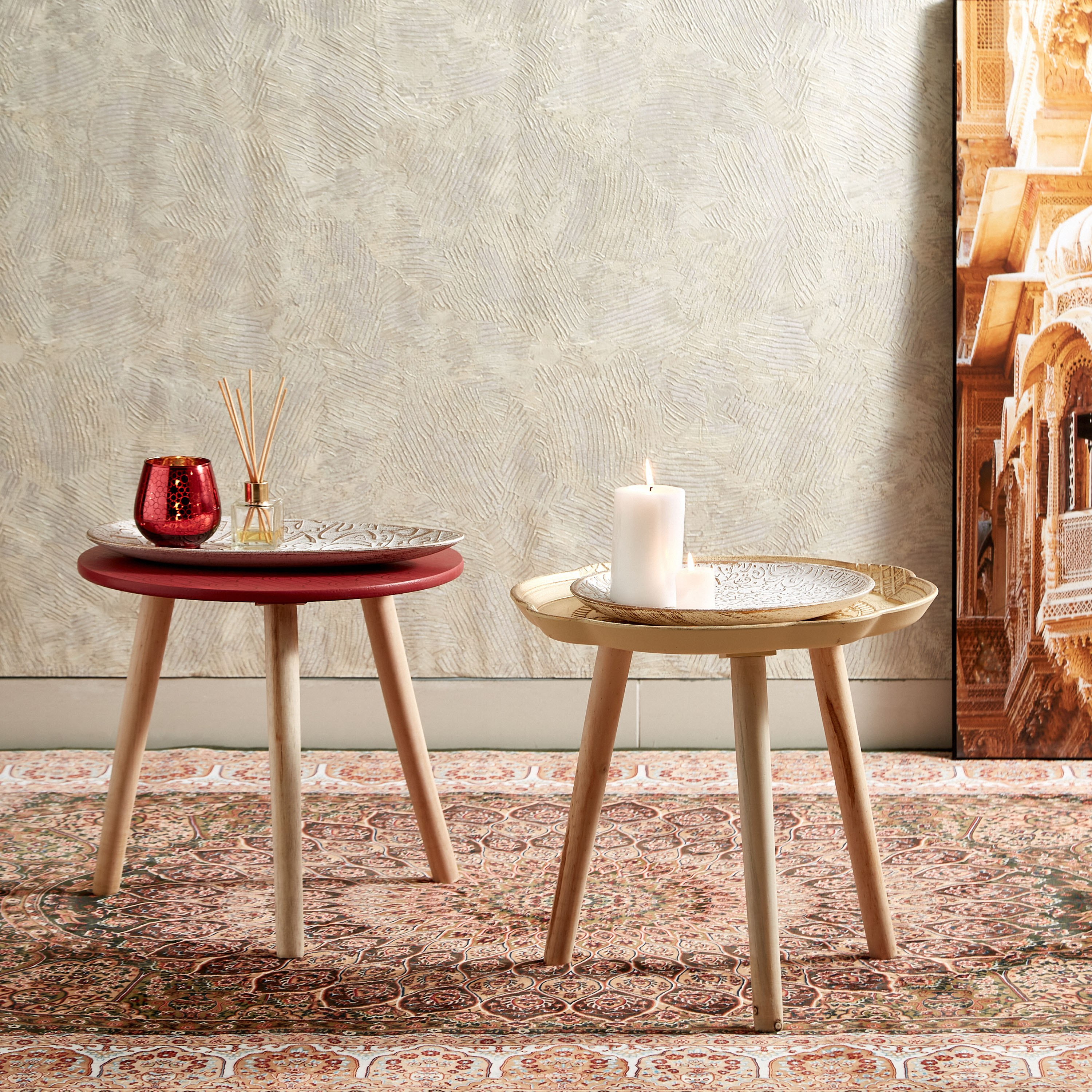 طاولة من ألواح ليفية متوسط الكثافة بطبعات جالي أمبريدج آشر من مشربية - 40x40x43 سم-hbxfurniture-livingroom-endtables-image-4