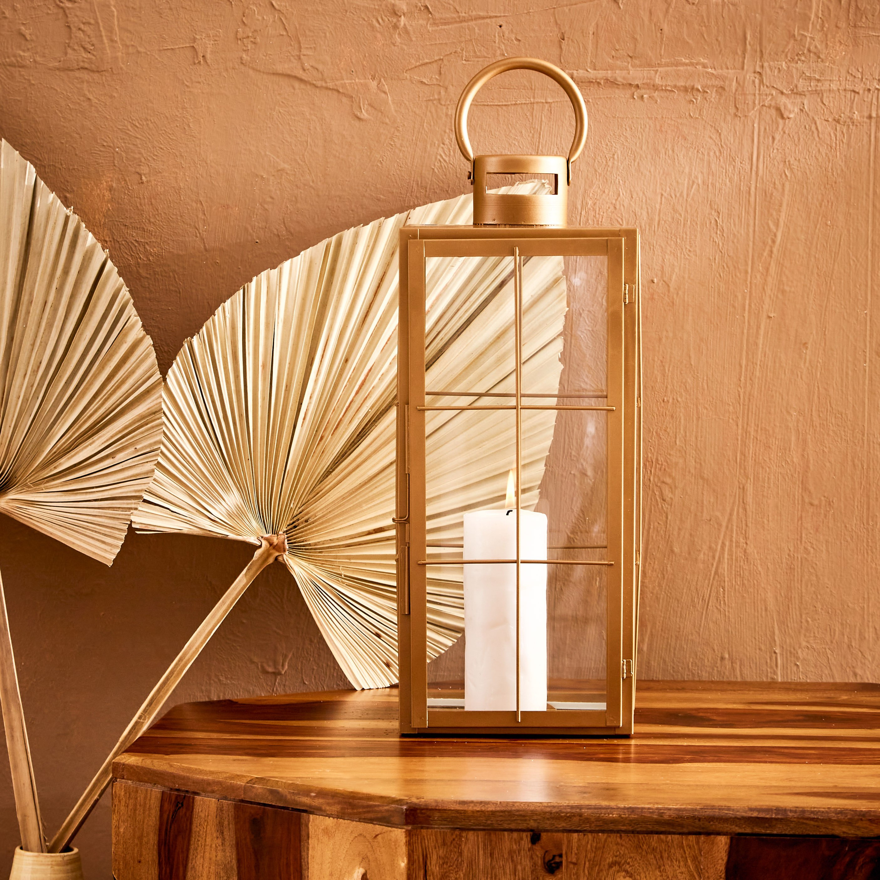 فانوس معدن كتل ملونة من طاهرة - 16x16x41 سم-hbxdecorandfurnishings-homeaccessories-lanterns-image-1