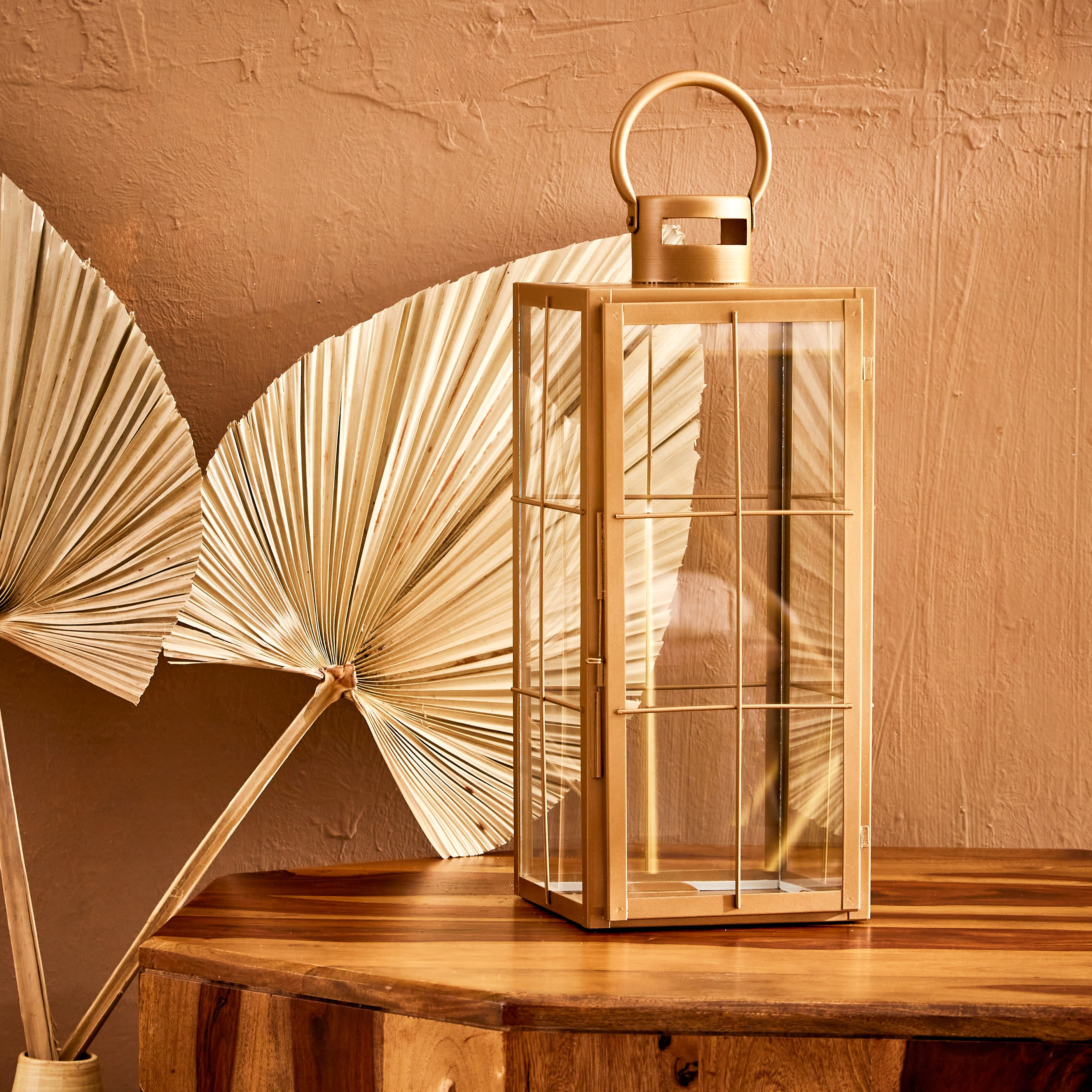 فانوس معدن كتل ملونة من طاهرة - 16x16x41 سم-hbxdecorandfurnishings-homeaccessories-lanterns-image-2